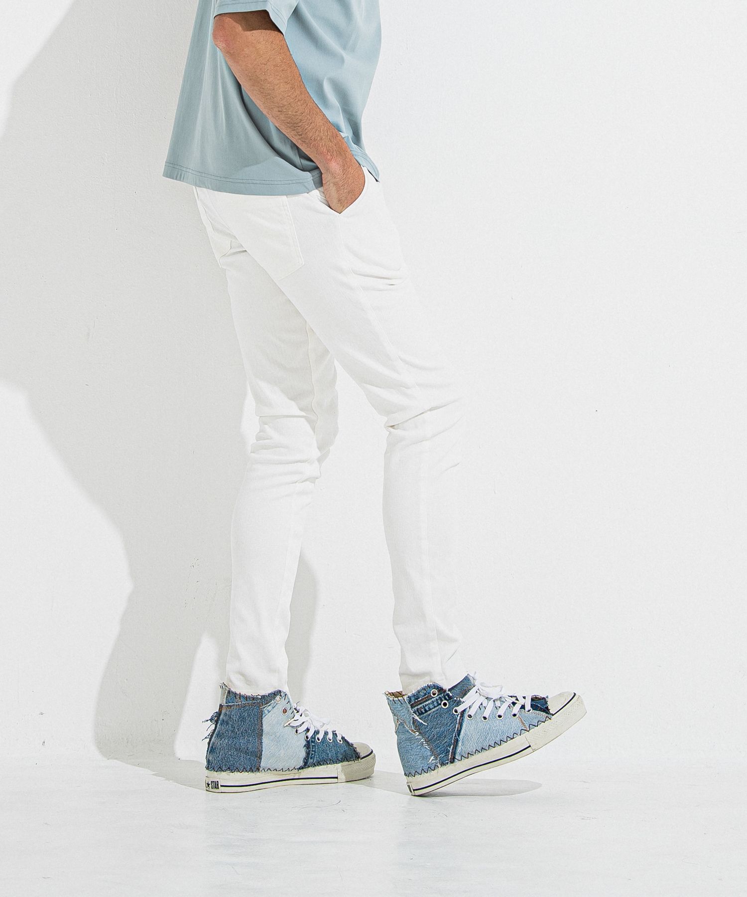 DENIM JERSEY CHRIS EASY TUCK PT / RC36-ST-016TD / ライトオンスデニムジャージイージータックパンツ / ホワイト