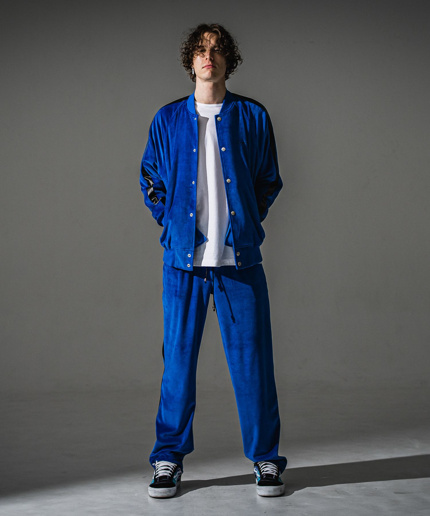 VELOUR SEMIWIDE TUCK PT / RC41-ST-044 / ベロアセミワイドタックパンツ / ブルー (9月中旬入荷予定)