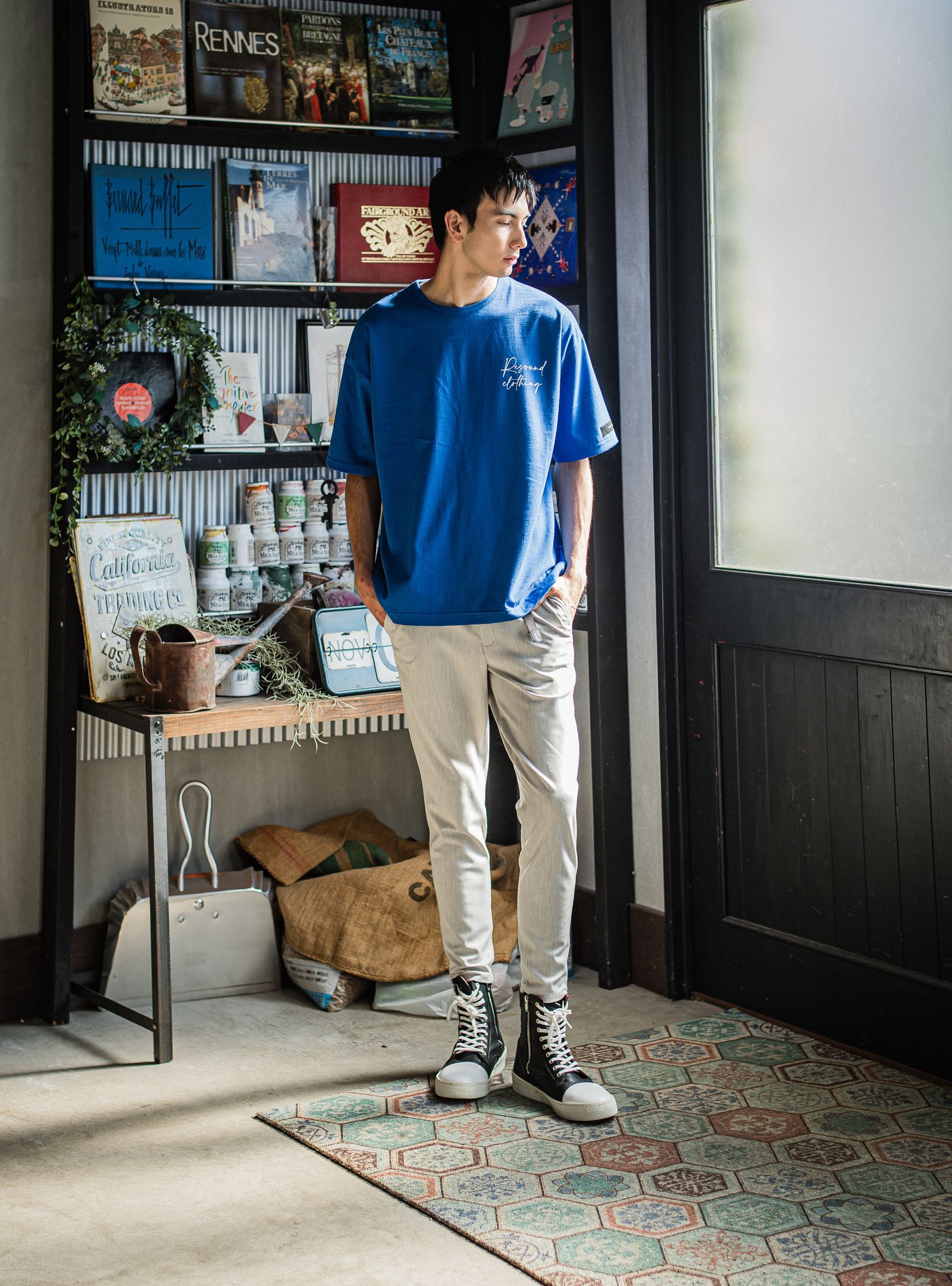 PAT TIGHT EASY PANTS / RC31-ST-037 / ベルト付きイージーパンツ / グレー