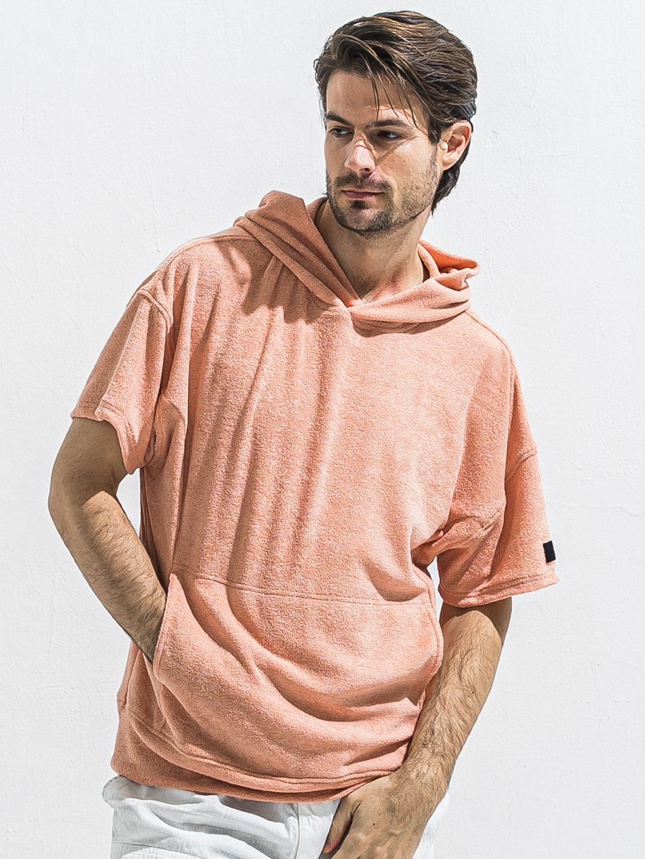 PILE HALF HOODIE / RC40-C-003 / パイル半袖パーカー / ピンク (5月中旬入荷予定)