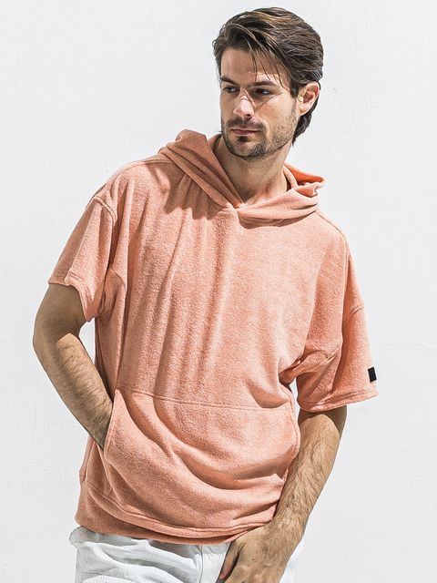 PILE HALF HOODIE / RC40-C-003 / パイル半袖パーカー / ピンク (5月中旬入荷予定)