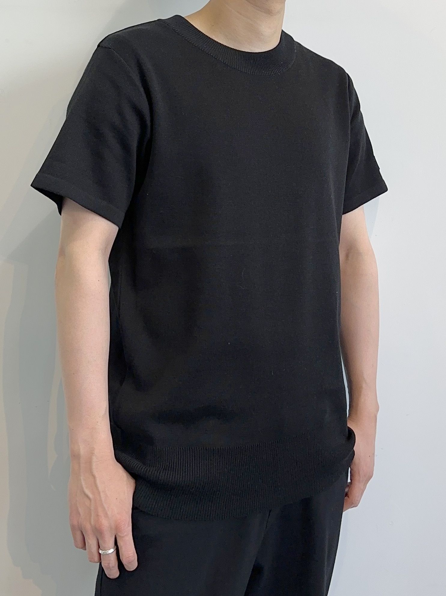 SILK HALF KNT / RC28-K-001 / 無地半袖サマーニット / ブラック