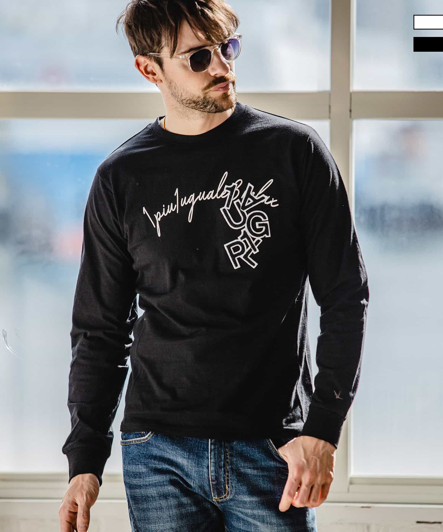 1PIU1UGUALE3 RELAX - サガラ刺繍ダブルロゴ長袖Tシャツ / ust 1PIU1UGUALE3 RELAX - サガラ刺繍ダブルロゴ長袖Tシャツ / ust