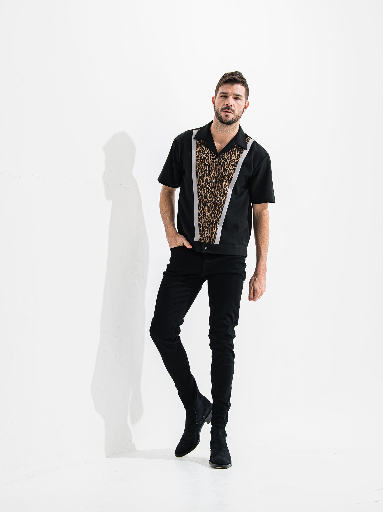 ROCKA LEOPARD HALF SLEEVE SHIRT / OR2-SH-001 / 半袖シャツ / ブラック×ブラウンレオパード (6月中旬入荷予定)