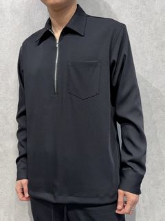 PULLOVER SATIN SHIRT / RC39-SH-002 / ハーフジップサテンシャツ / ブラック