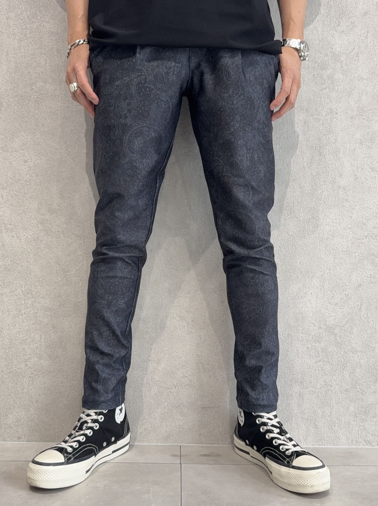 CHRIS EASY TUCK PANTS / RC35-ST-016T / イージータックパンツ / ペイズリーブラック