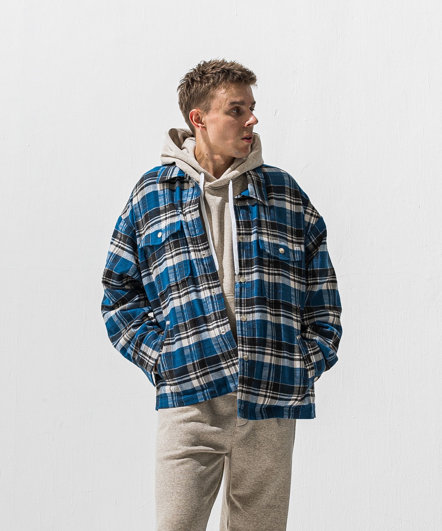 OLD SLABL CHECK JK / RC42-JK-005 / チェックCPOジャケット / ブルー (12月下旬入荷予定)