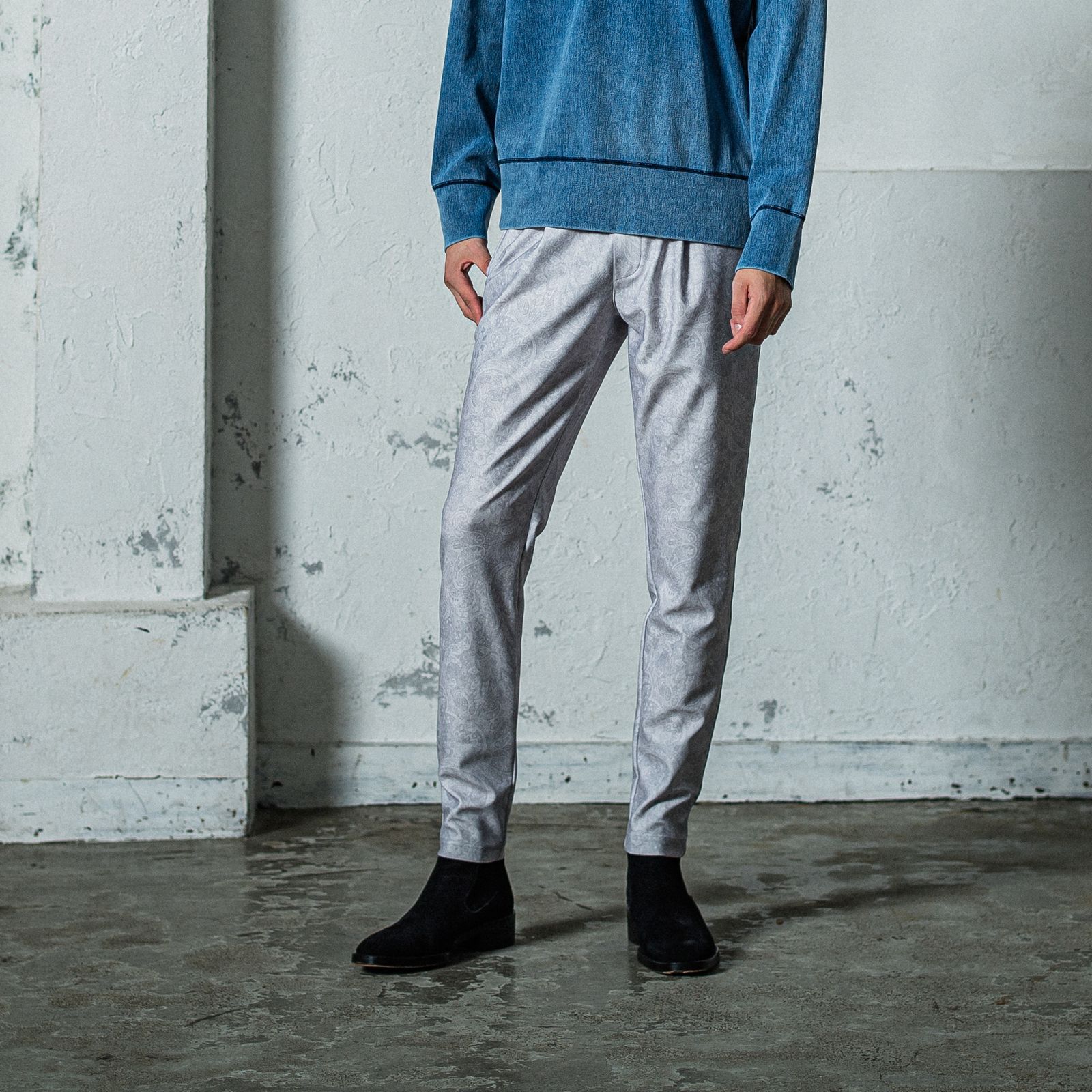CHRIS EASY TUCK PANTS / RC35-ST-016T / イージータックパンツ / ペイズリーグレー