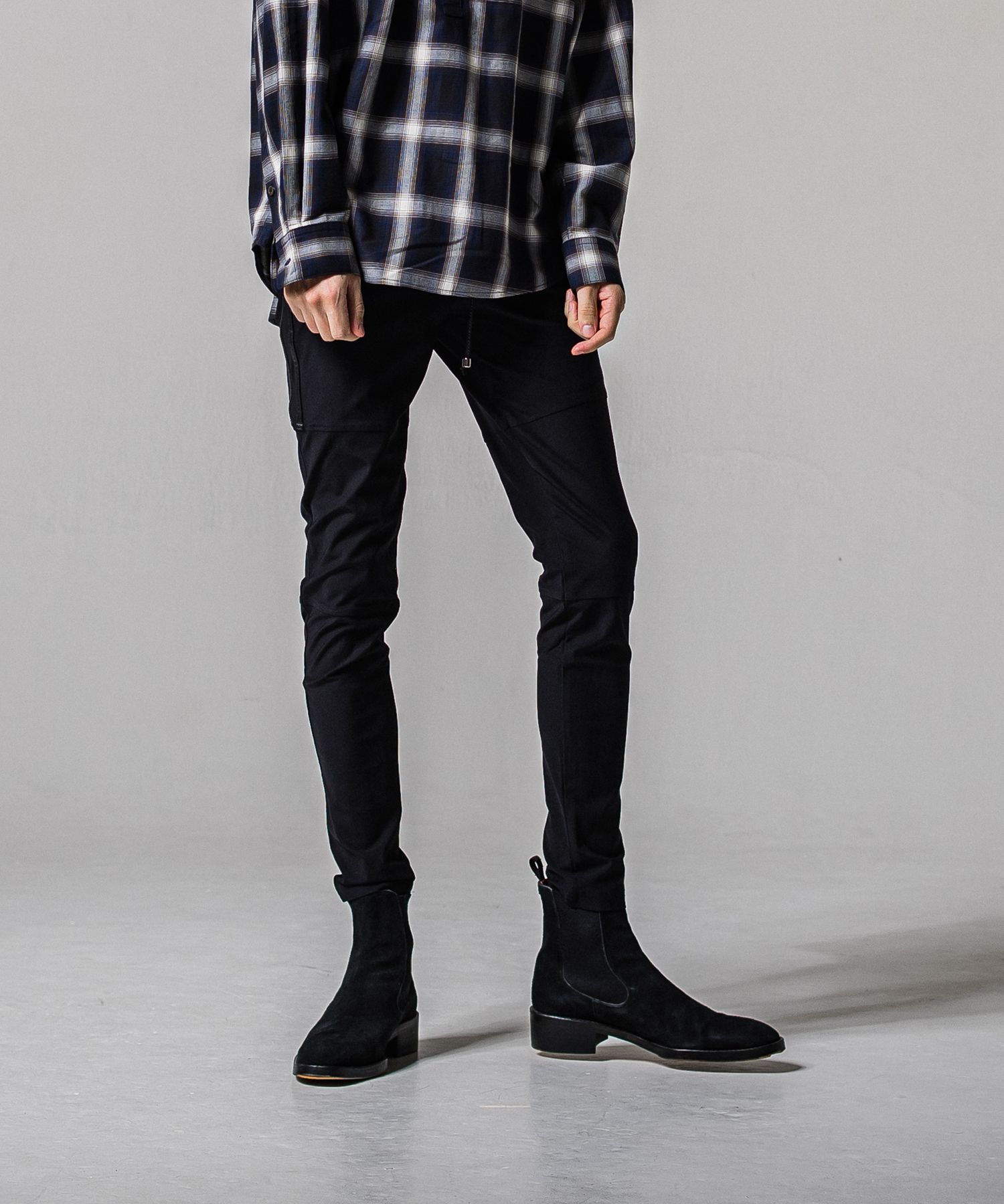 JOHNSON LINE NYLON PT / BASIC-ST-009 / ジョンソンナイロンラインパンツ / ブラック×レザーブラック (3月上旬入荷予定)