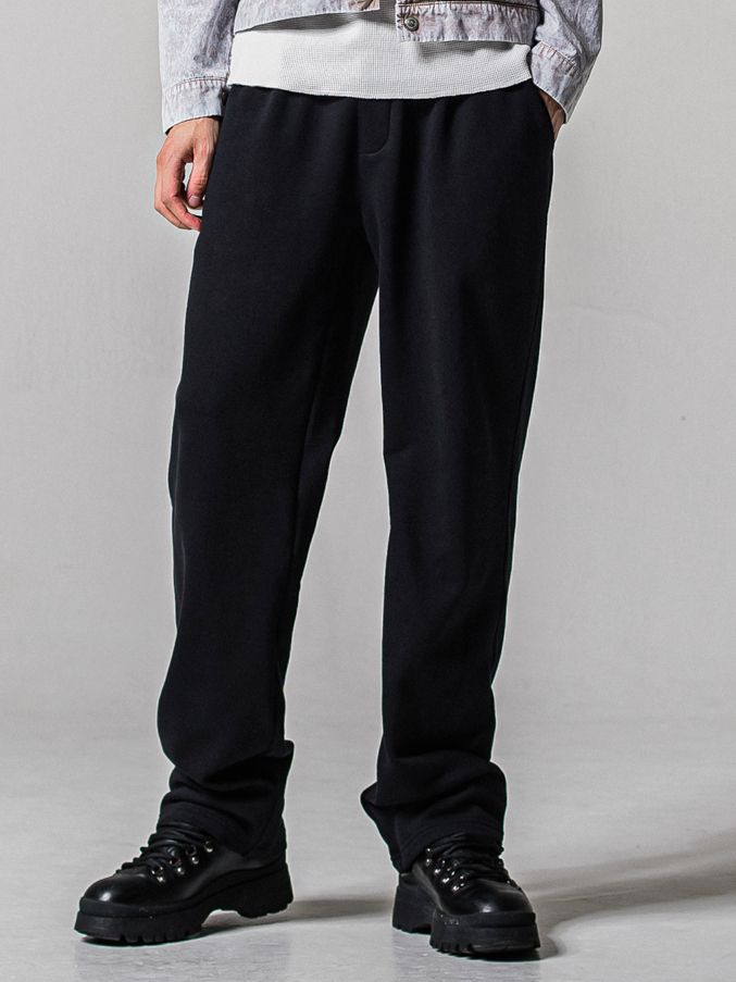 AZE WIDE TUCK PANTS / RC39-ST-016WT2 / 高機能畦編みニットワイドタックパンツ / ブラック (1月中旬入荷予定)