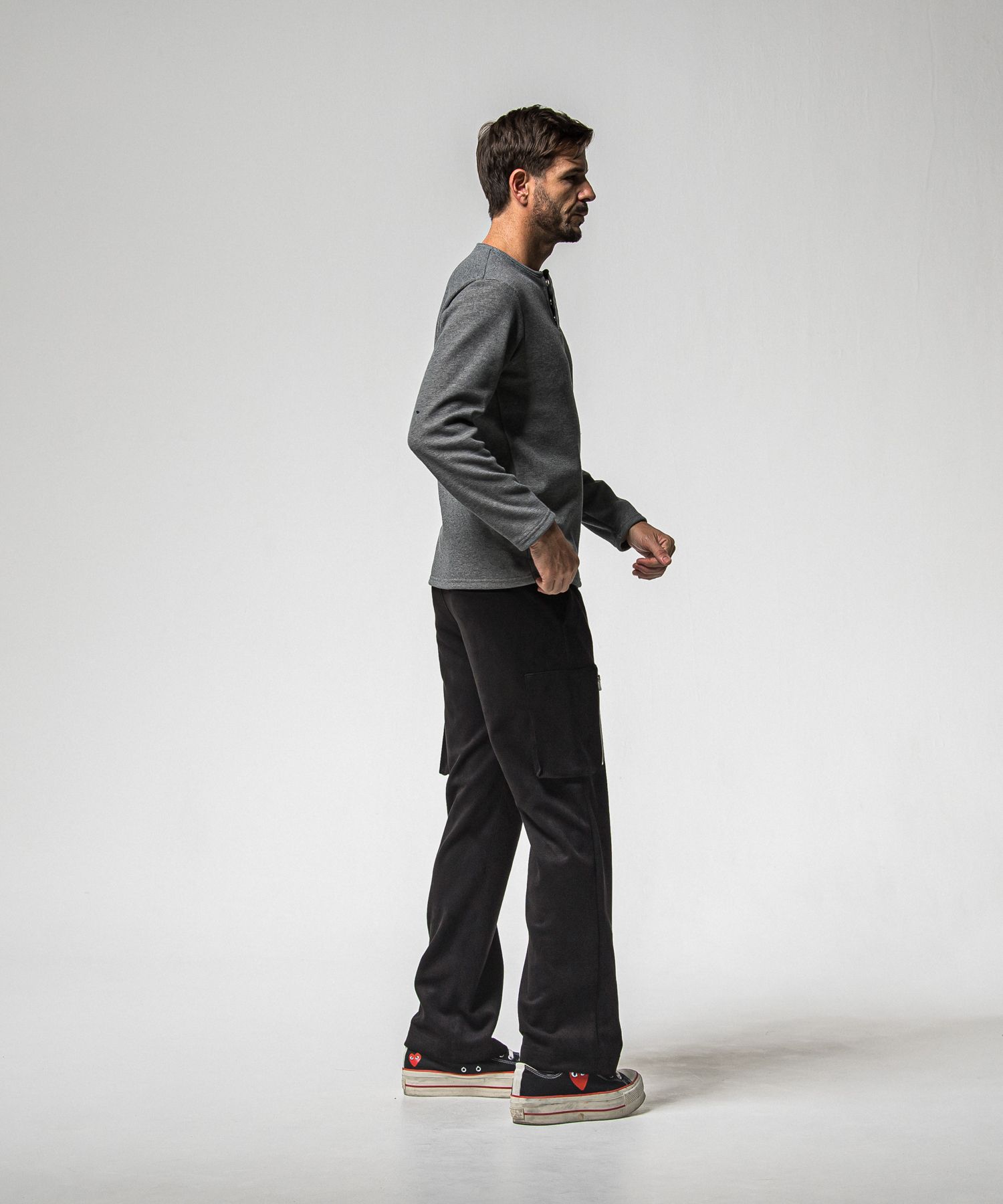 DAVID CARGO PANTS / RC38-ST-040 / スエードワイドカーゴパンツ / ブラック (1月上旬入荷予定)