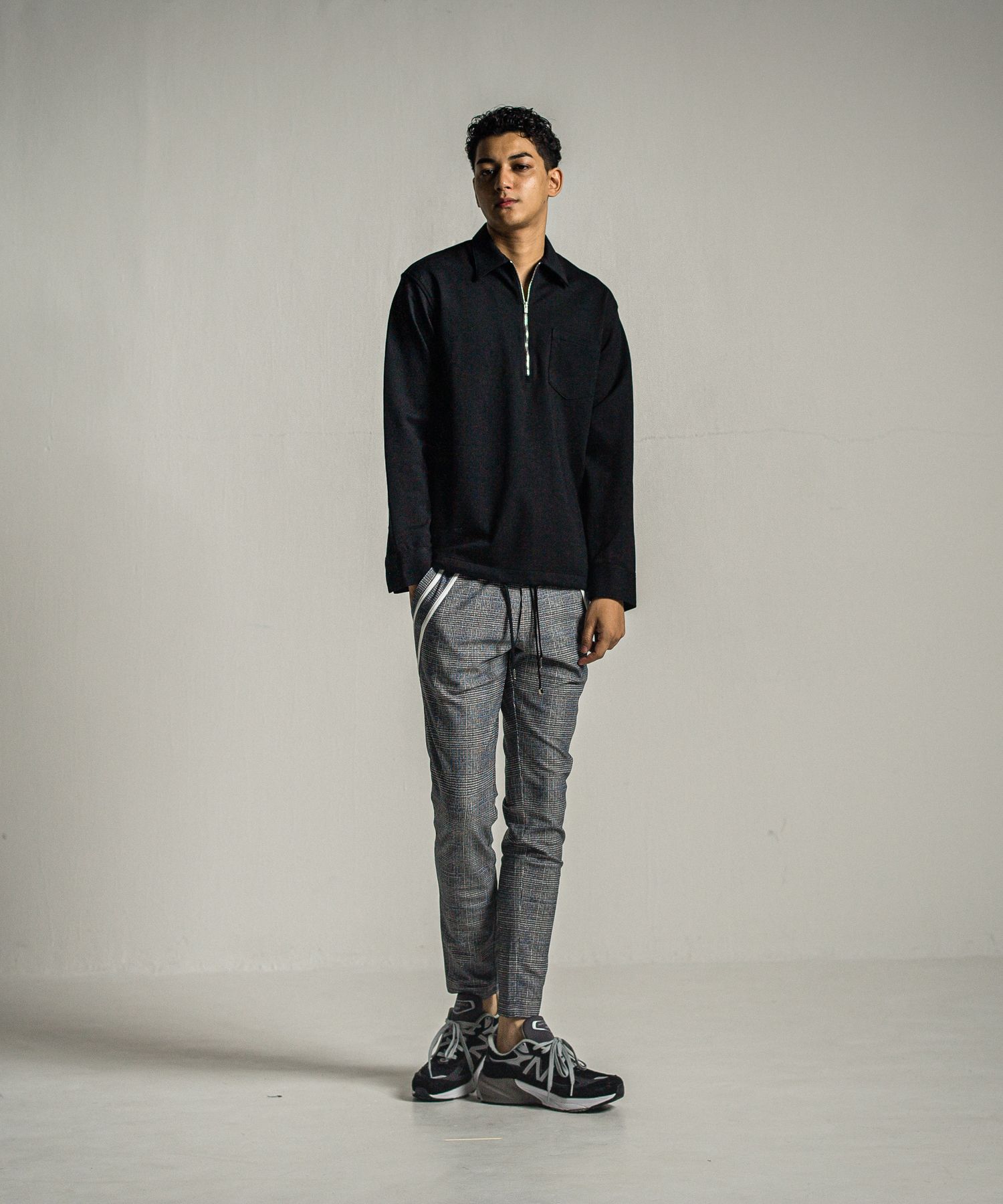 PULLOVER JERSEY SHIRT / RC34-SH-002 / 裏起毛ハーフジップシャツ / ブラック