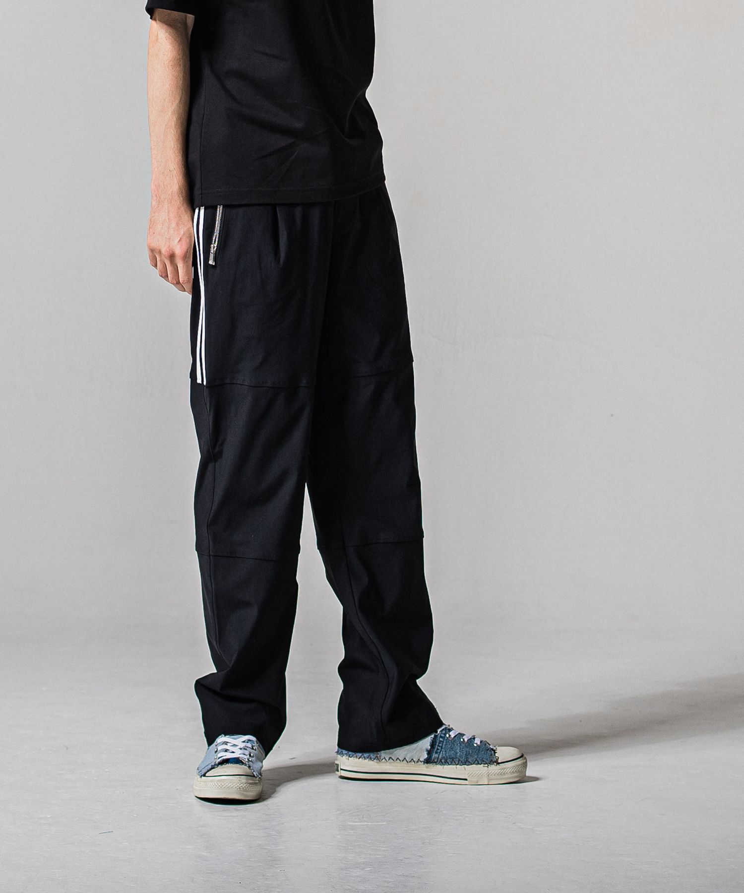 JOHNSON LINE WIDE PANTS / RC39-ST-009WT / ジョンソンラインワイドタックパンツ / ブラック×ホワイト (1月下旬入荷予定)