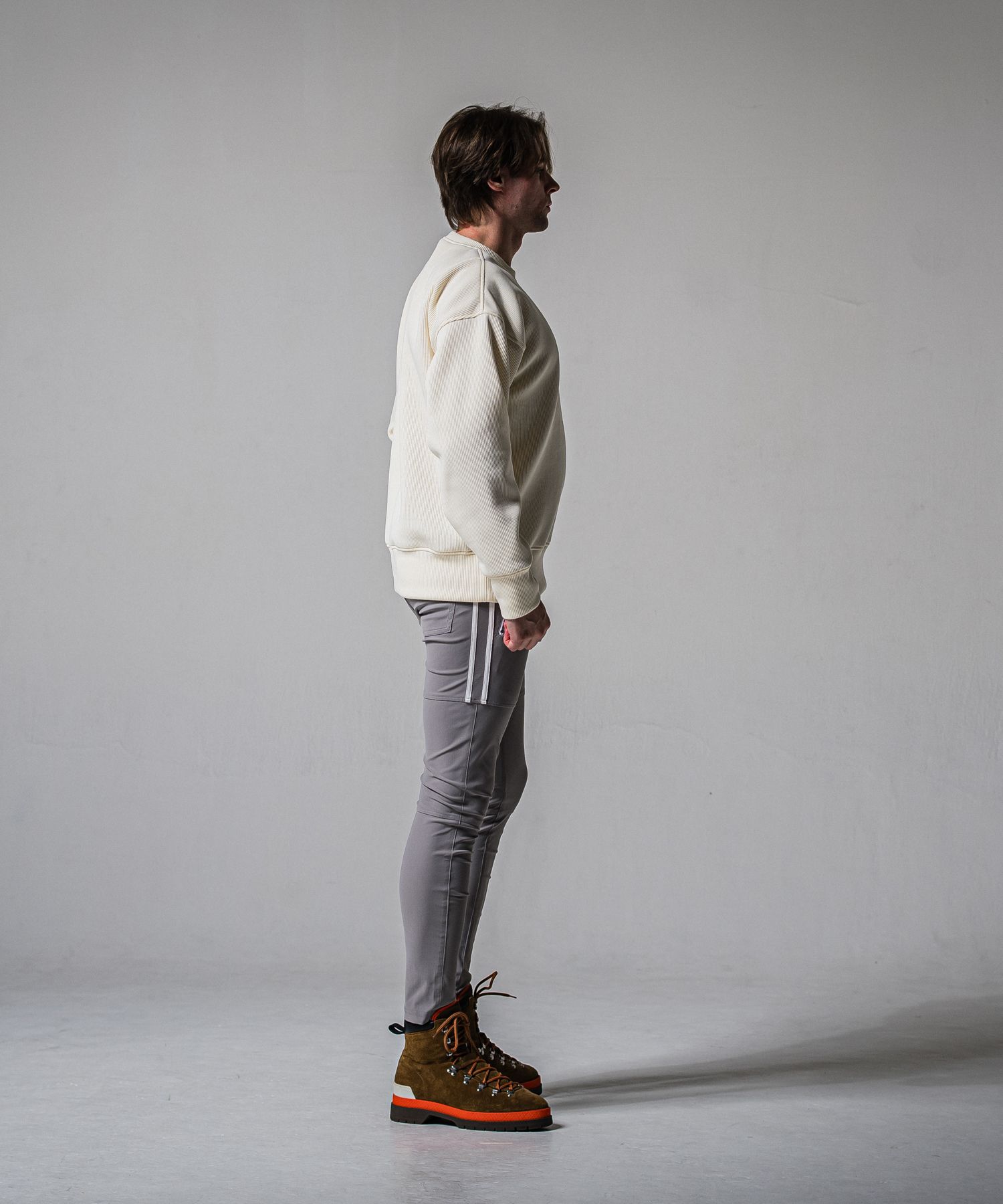 JOHNSON LINE NYLON PT / BASIC-ST-009 / ジョンソンナイロンラインパンツ / グレー×ホワイト (3月上旬入荷予定)