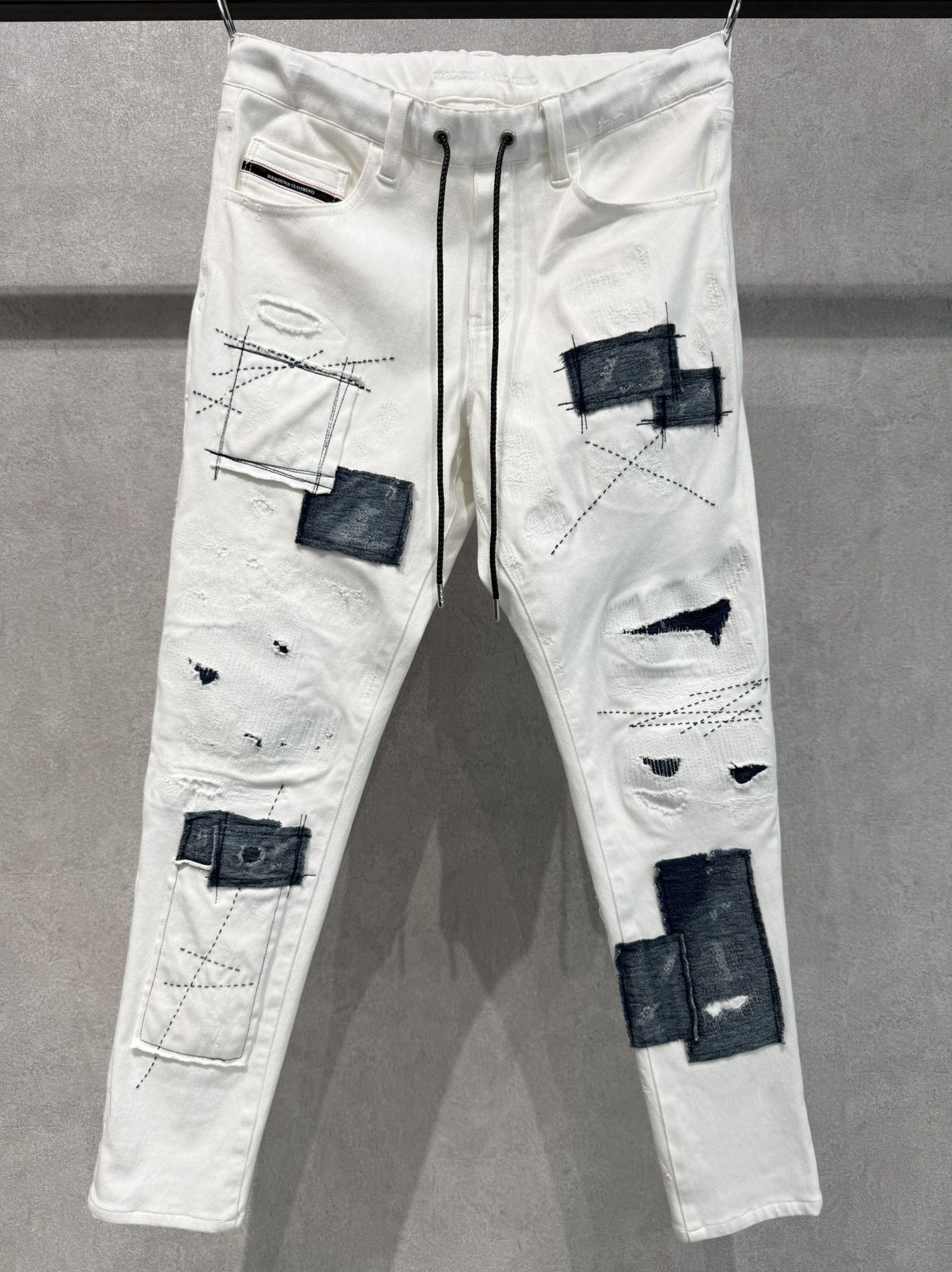 MICK DENIM JERSEY / BASIC-ST-020 / デニムジャージテーパードパンツ / ホワイトリメイク