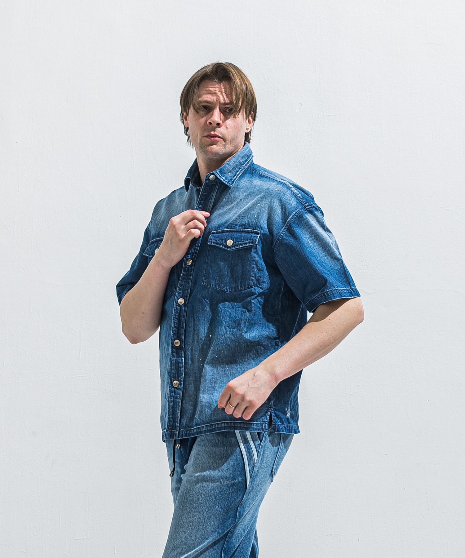 HALF DENIM SHIRTS / RC40-SH-002 / デニム半袖シャツ / ダークインディゴ (6月上旬入荷予定)
