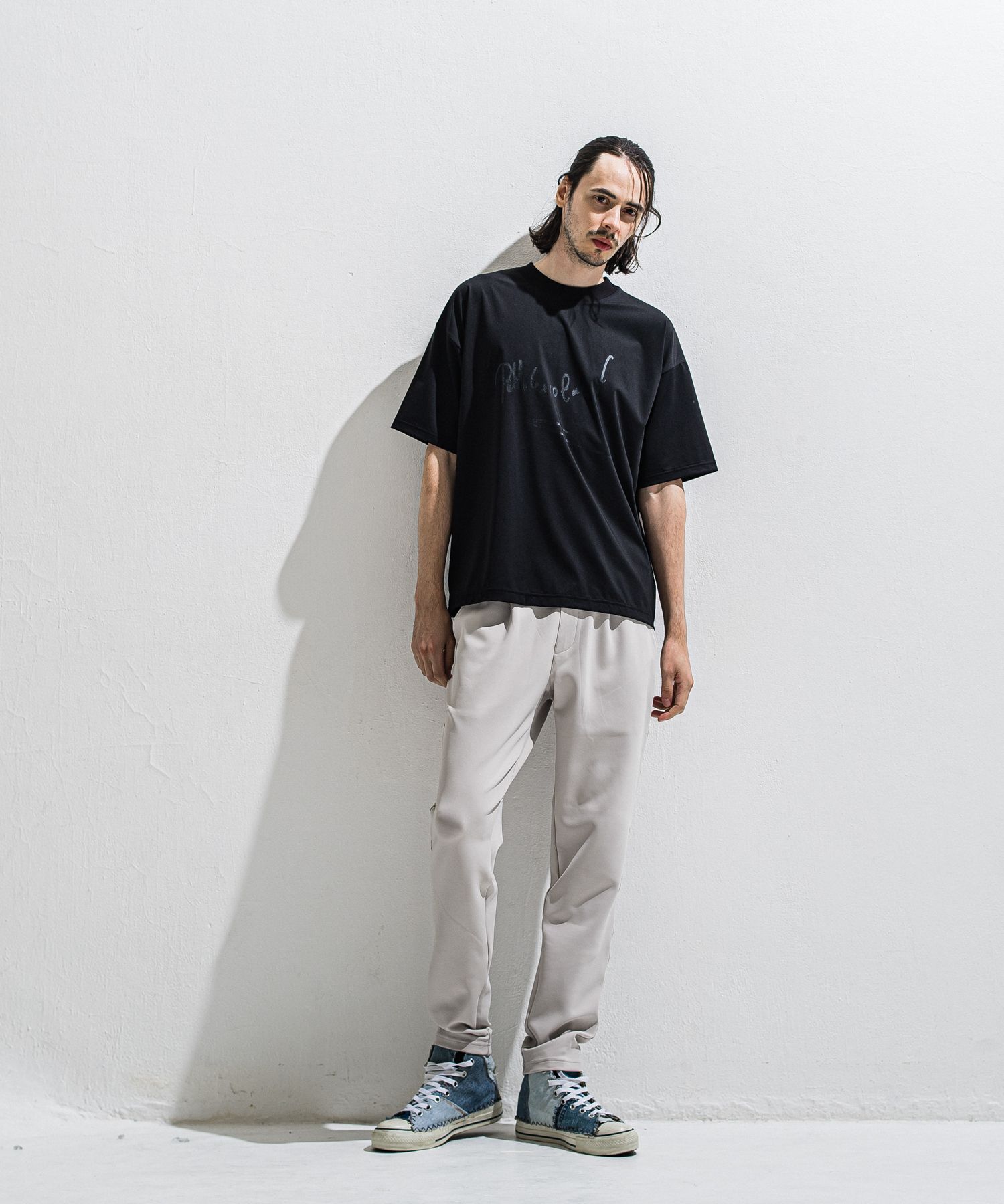 PB SIGN OVER NYLON T / DP1-T-002 / サインプリントナイロンビッグTシャツ / ブラック (4月上旬入荷予定)