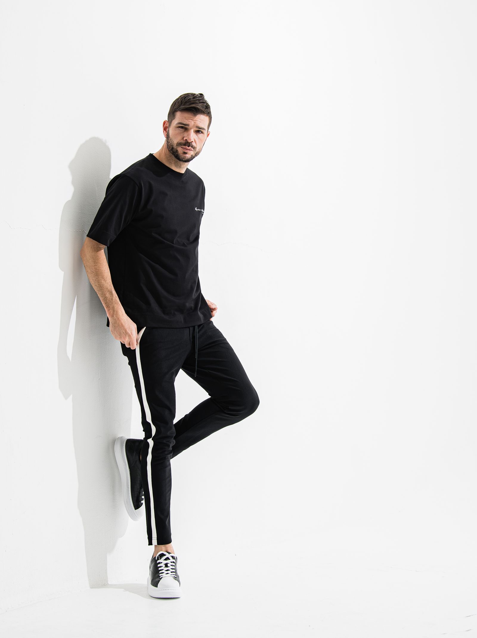 TUXEDO EASY PANTS / OR2-ST-009 / レザーラインイージーパンツ / ブラック×ホワイト (7月中旬入荷予定)