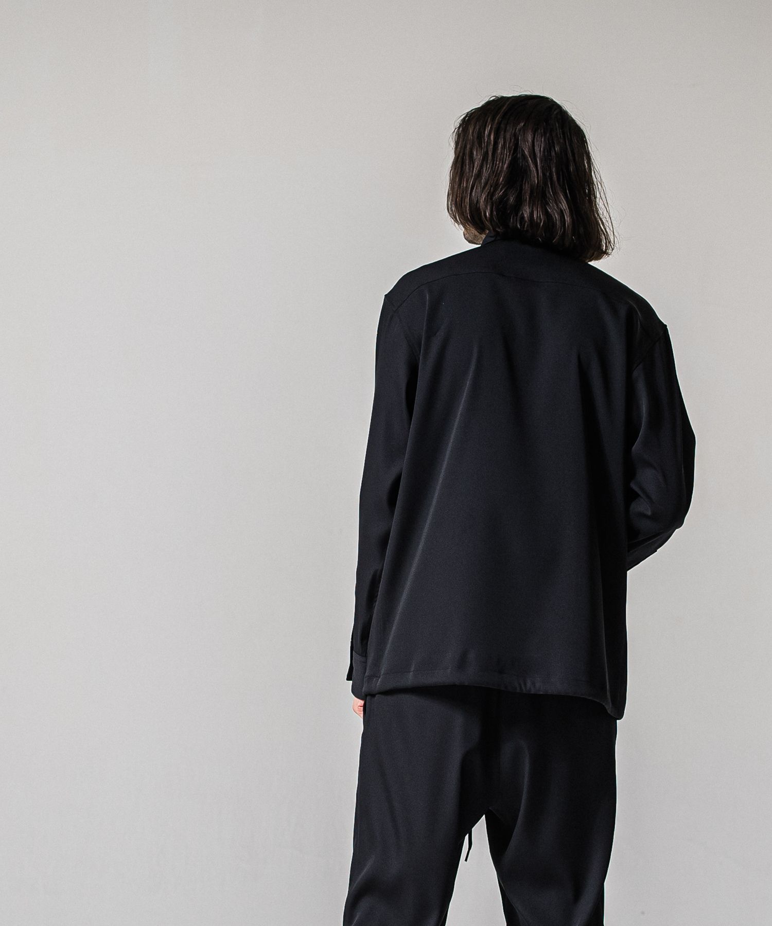 PULLOVER SATIN SHIRT / RC39-SH-002 / ハーフジップサテンシャツ / ブラック (3月上旬入荷予定)