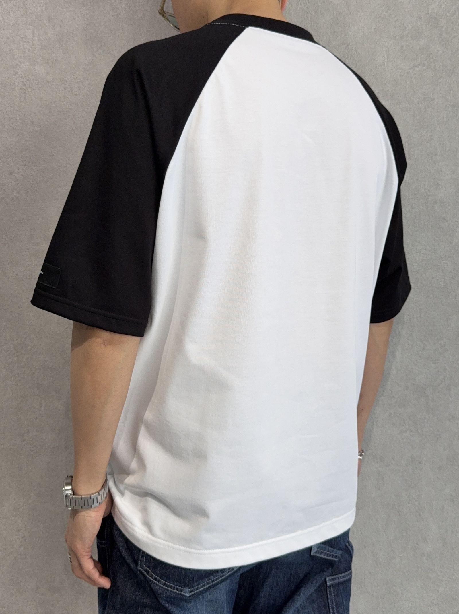 COLLEGE RAGLAN OVER TEE / RC39-T-002 / カレッジロゴラグランビッグTシャツ / ホワイト×ブラック