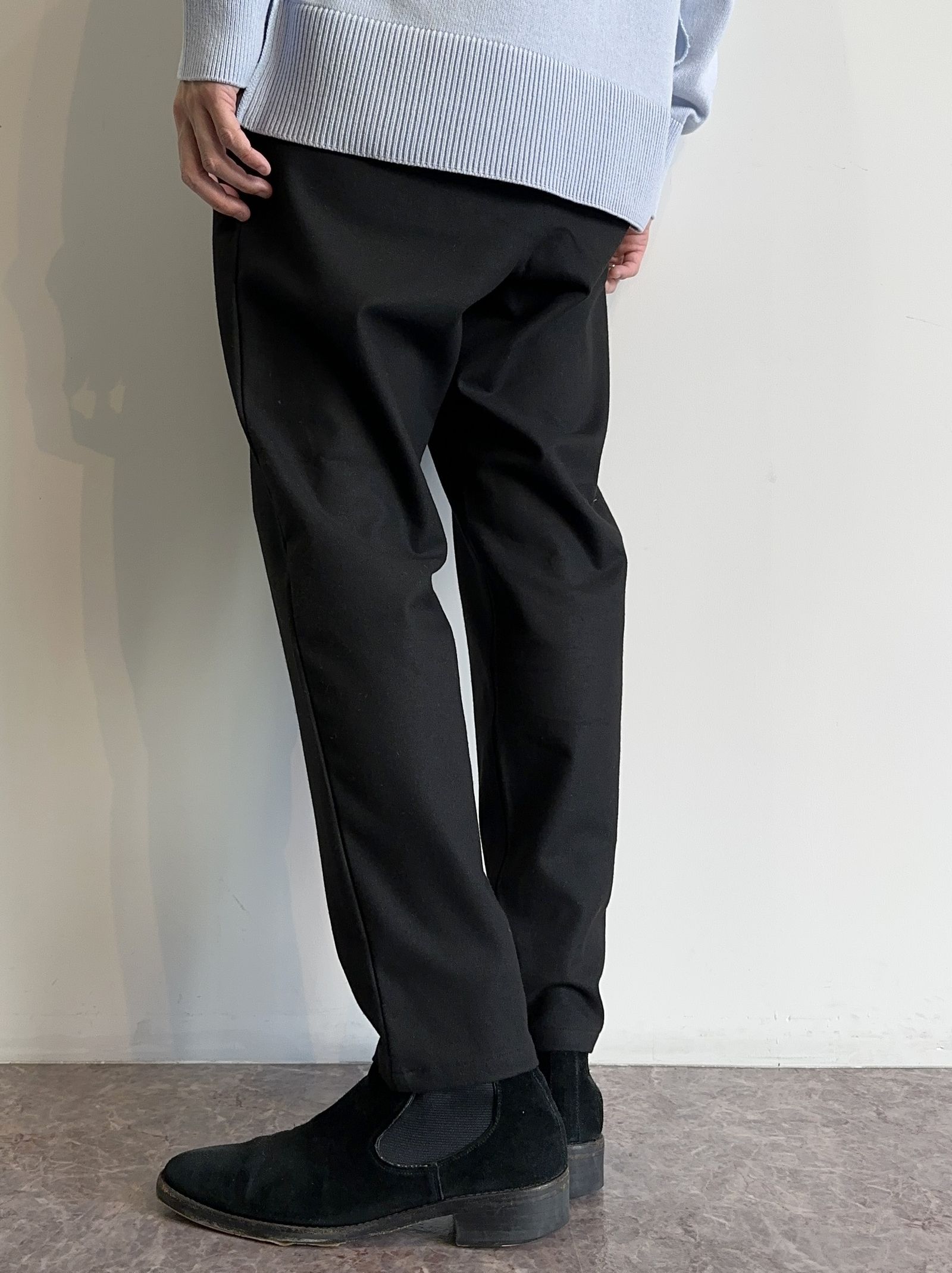PAT WIDE EASY PANTS / RC30-ST-036 / ベルト付きテーパードワイドパンツ / ブラックウール