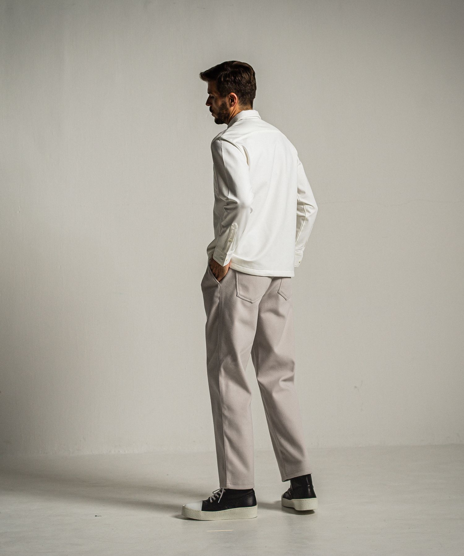 PULLOVER JERSEY SHIRT / RC34-SH-002 / 裏起毛ハーフジップシャツ / ホワイト