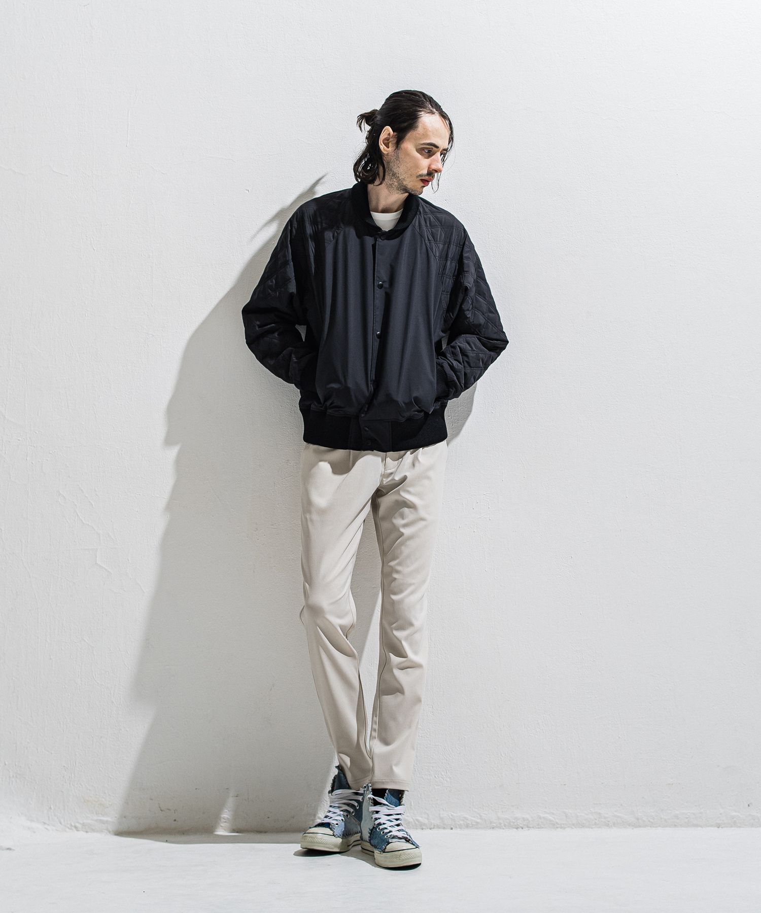 PB VARSITY JACKET / DP1-JK-001 / キルティングナイロンスタジャン / ブラック (2月中旬入荷予定)
