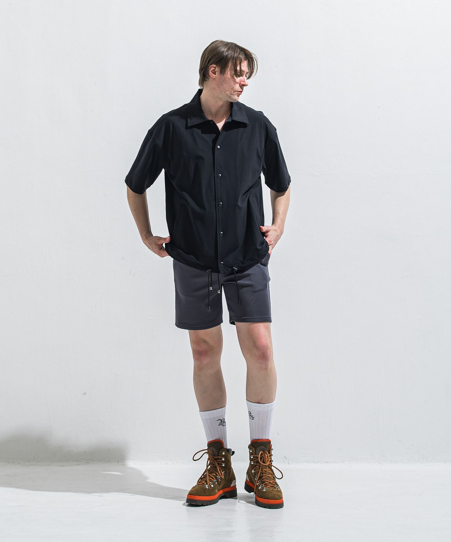 AZE SHORTS / RC40-HP-006 / 高機能畦編みショーツ / チャコール (5月下旬入荷予定)