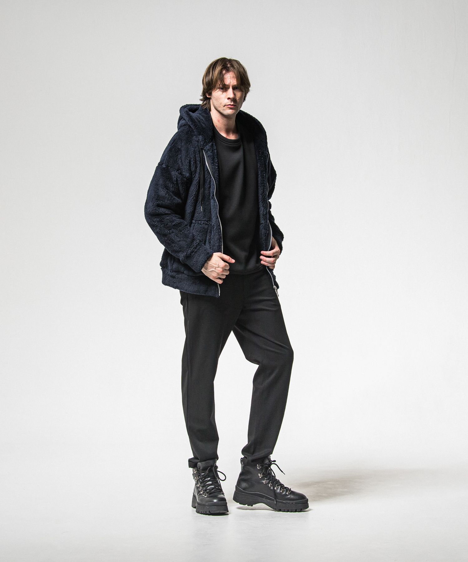 BOA ZIP LOOSE HOODIE / RC38-C-007 / ボアジップパーカー / ネイビー (11月中旬入荷予定)