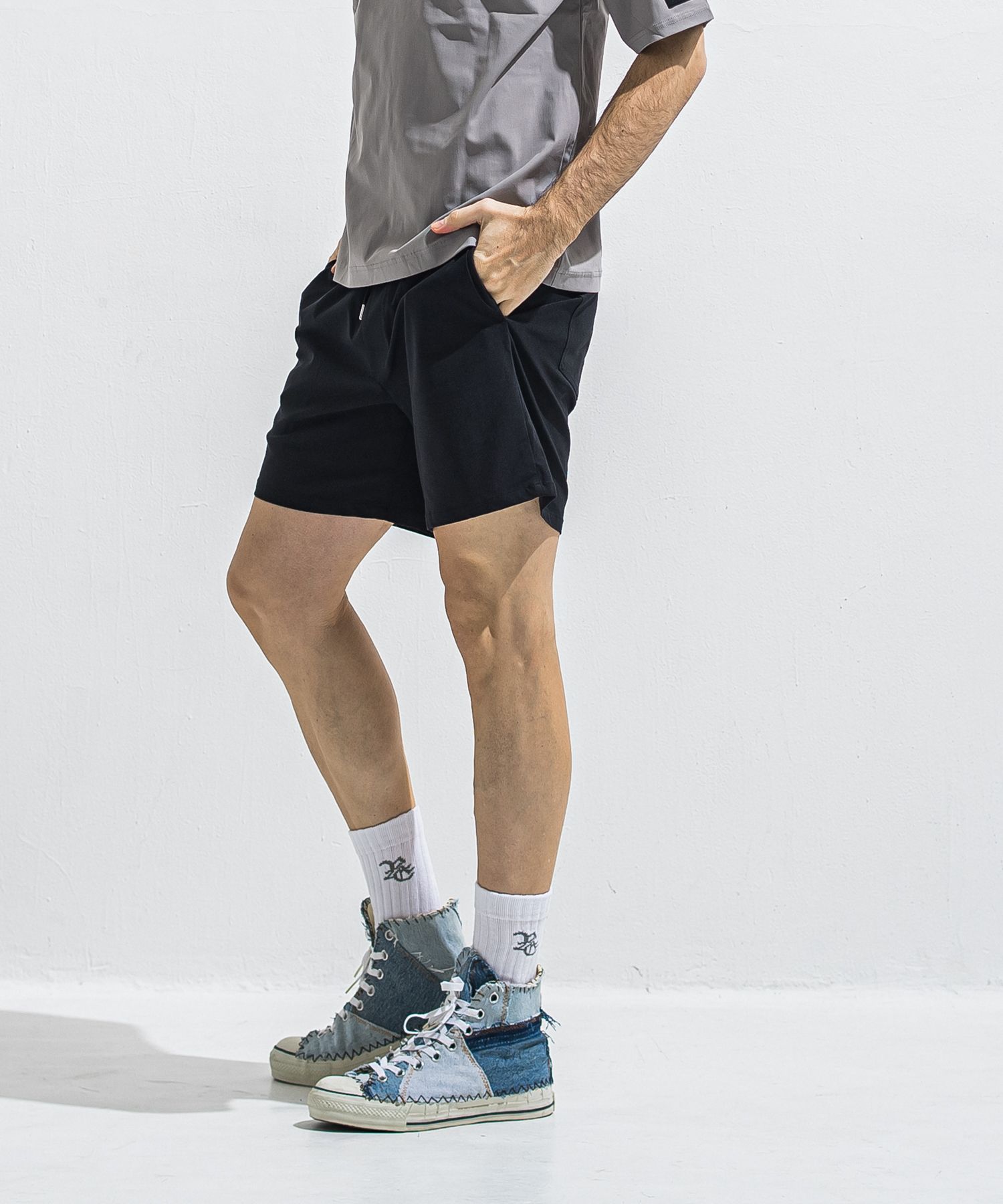 TV NYLON SHORTS / RC40-HP-004 / リラックスナイロンショーツ / ブラック (6月上旬入荷予定)