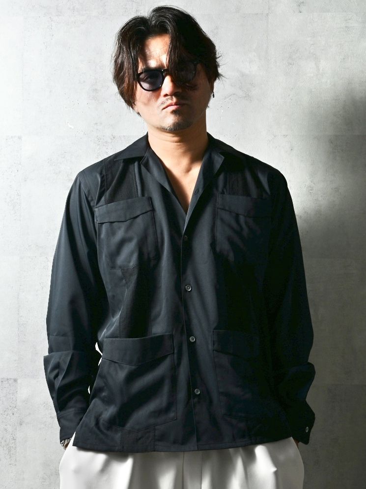 GUAYABERA SHIRTS / DP1-SH-002 / キューバシャツ / ブラック (3月中旬入荷予定)