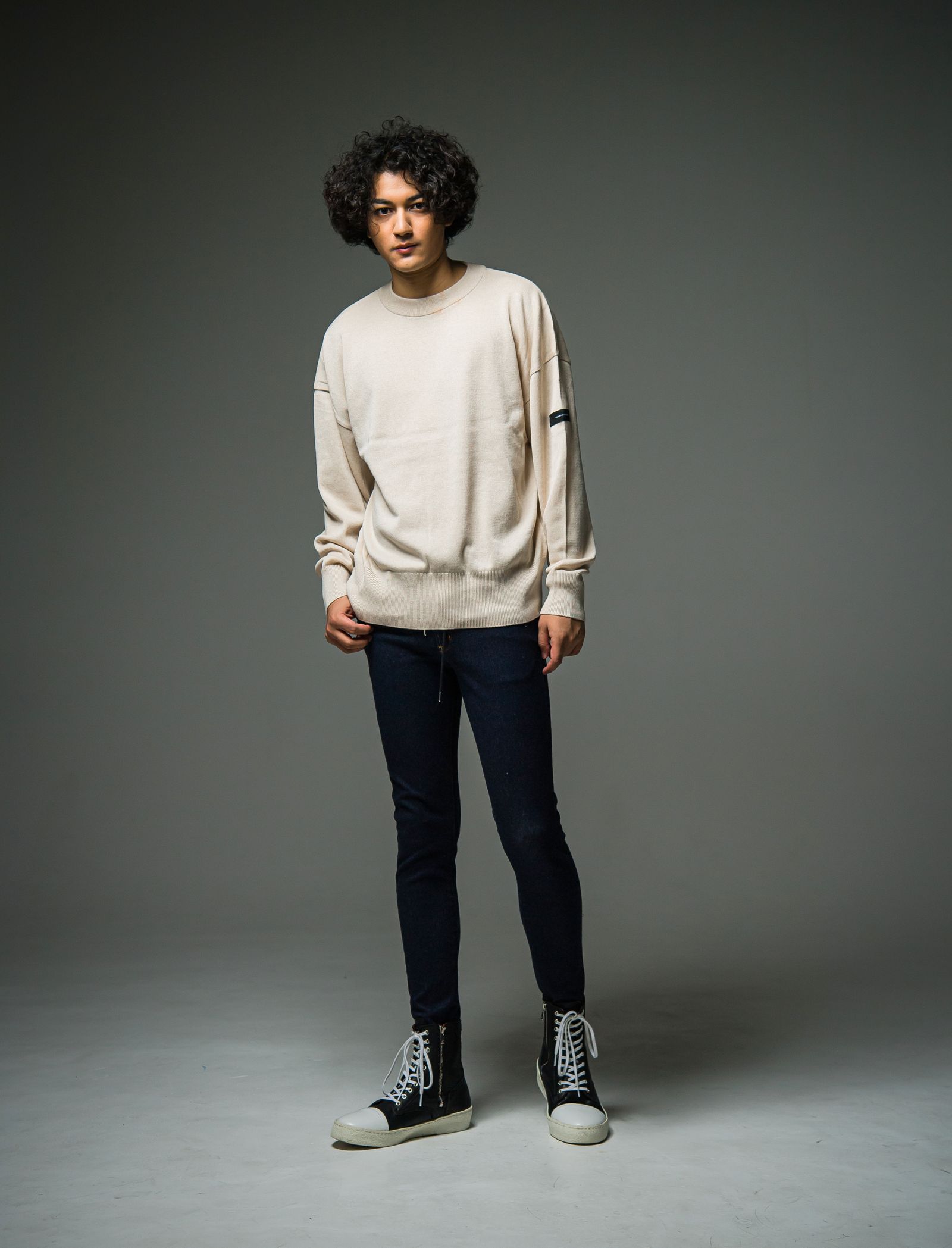 SILK KNT OVER LONG SLEEVE / RC29-K-002 / 無地ルーズコットンニット / ベージュ