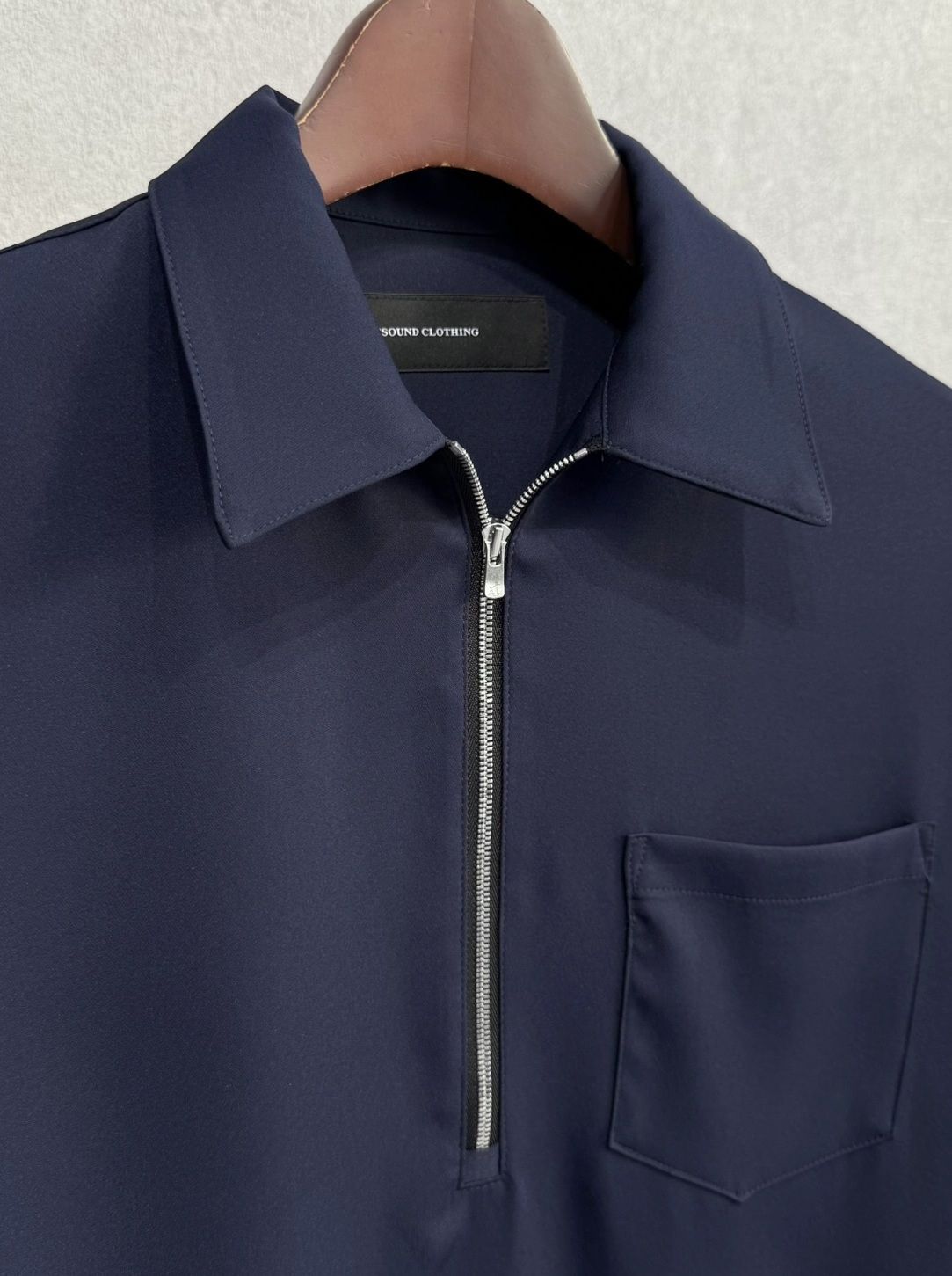 PULLOVER SATIN SHIRT / RC39-SH-002 / ハーフジップサテンシャツ / ネイビー