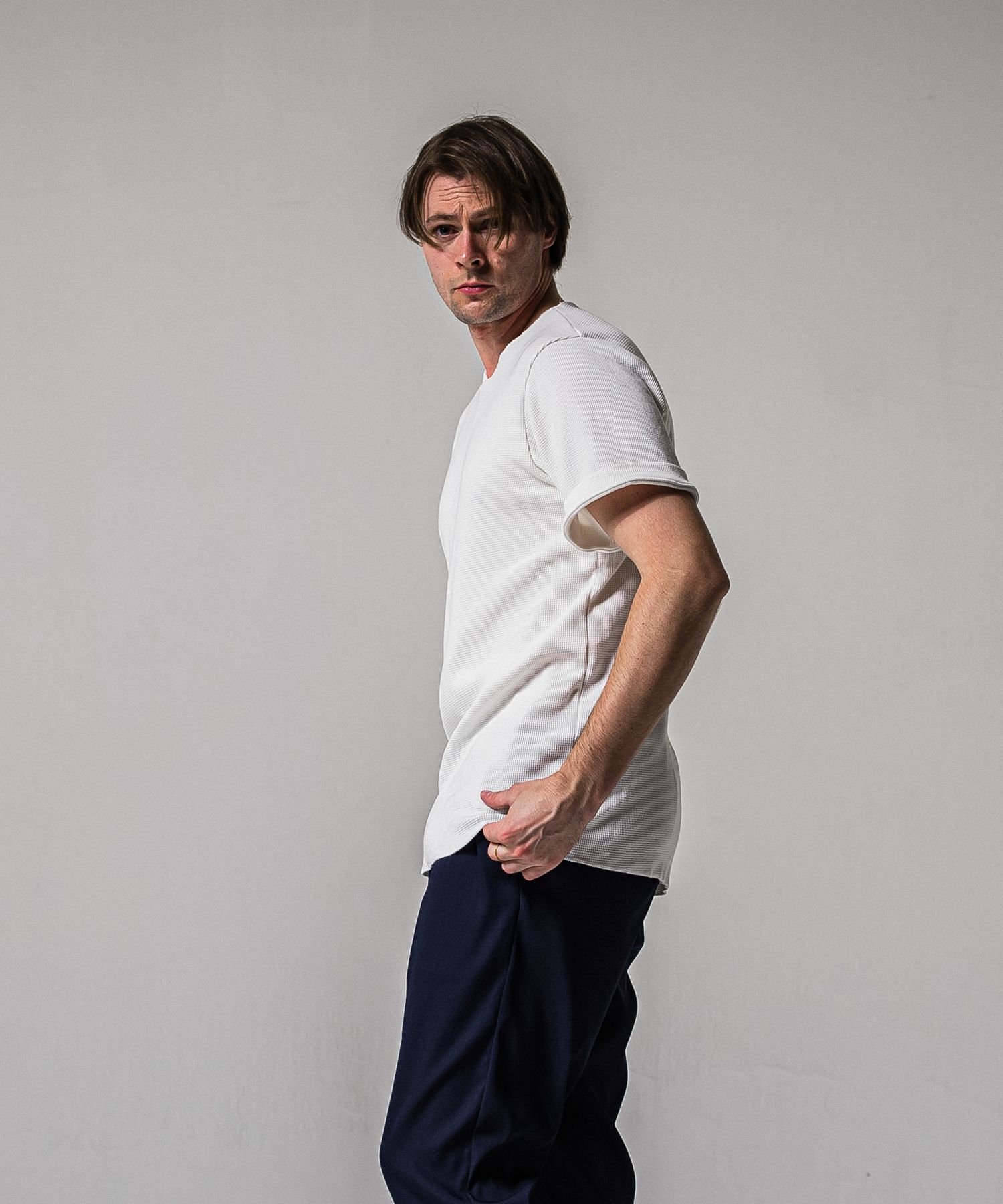 CUT OFF THERMAL TEE / RC39-T-003 / サーマルロールアップTシャツ / ホワイト (3月中旬入荷予定)