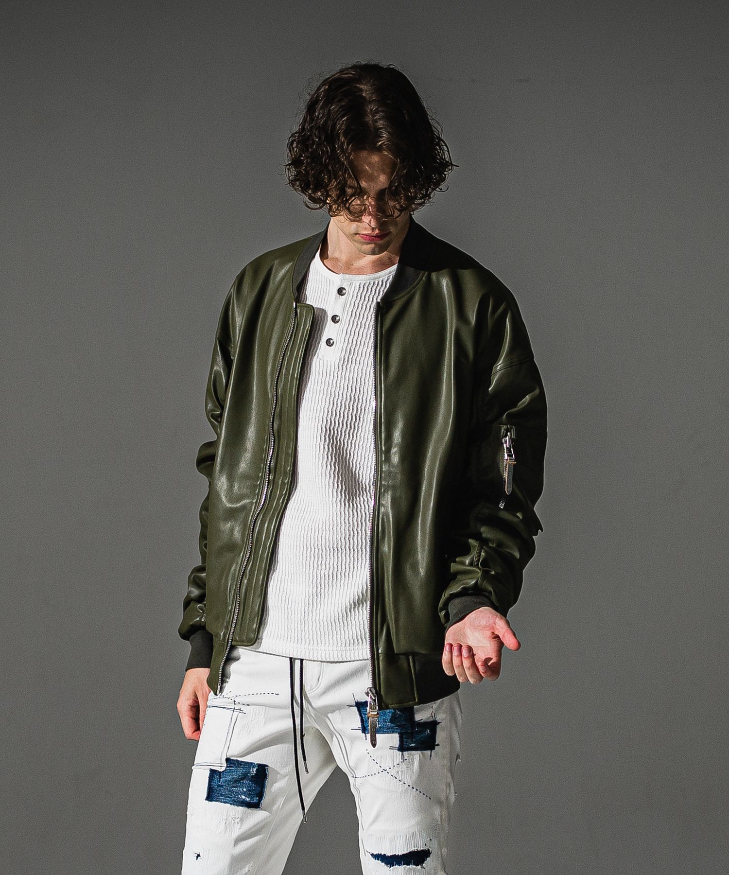 DAVID JACKET / RC41-JK-003 / MA-1 / カーキレザー (9月下旬入荷予定)