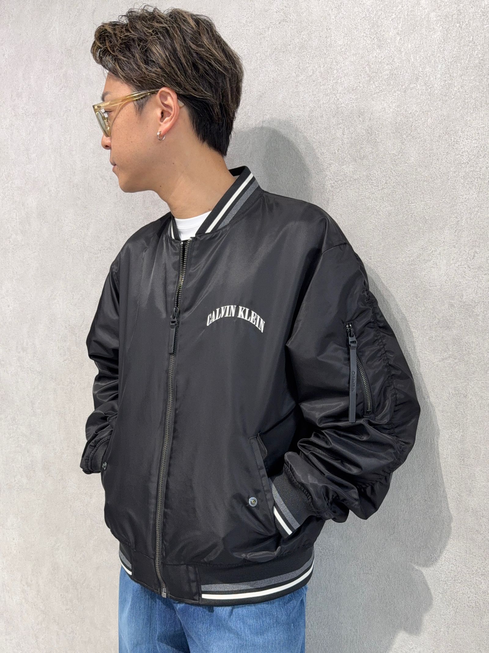 Calvin Kleinナイロンジャケット×RESOUNDワイドデニムコーデ