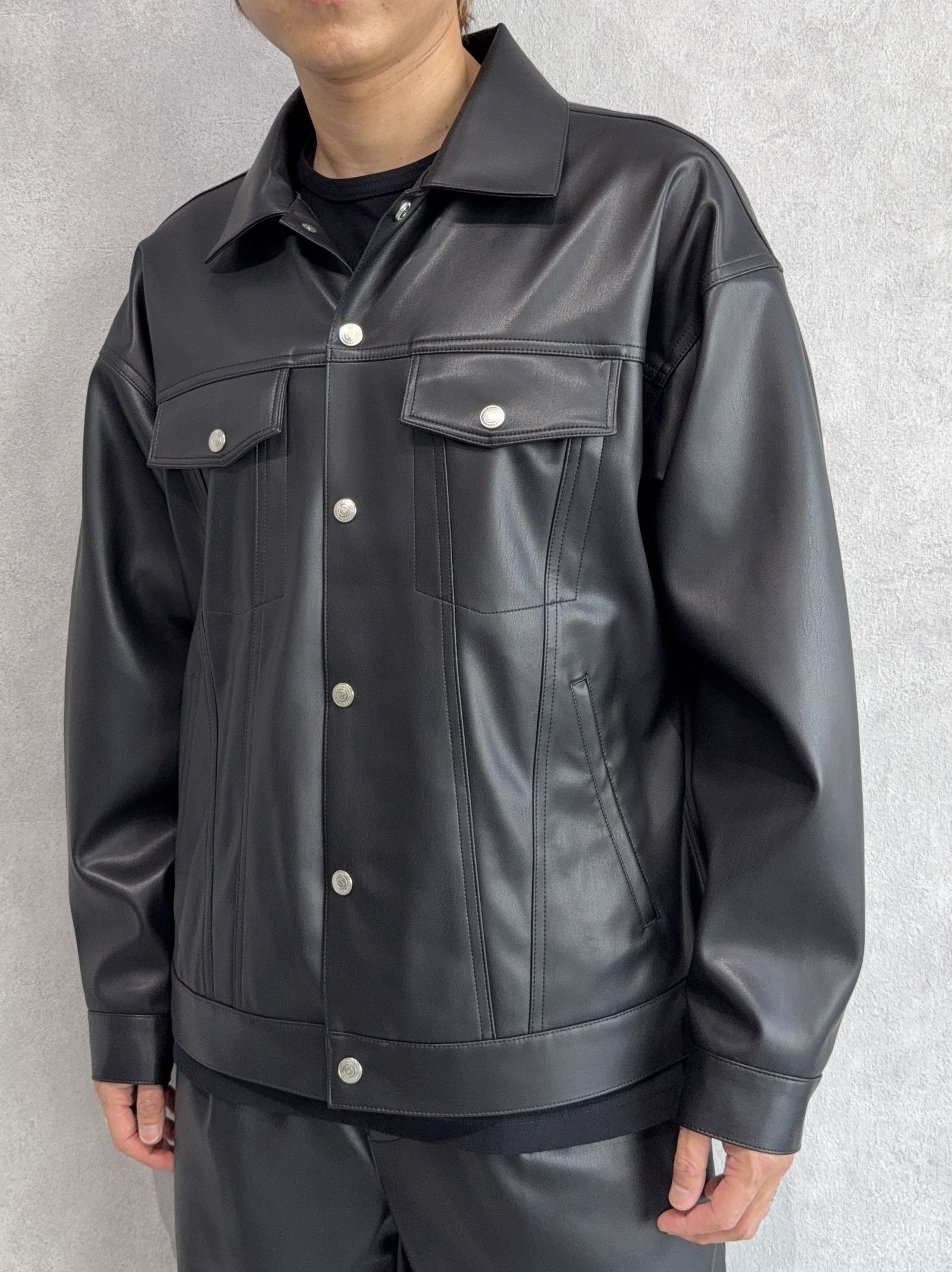LEATHER OVER 3RD G / RC37-JK-006 / エコレザー3RD型Gジャン / ブラック