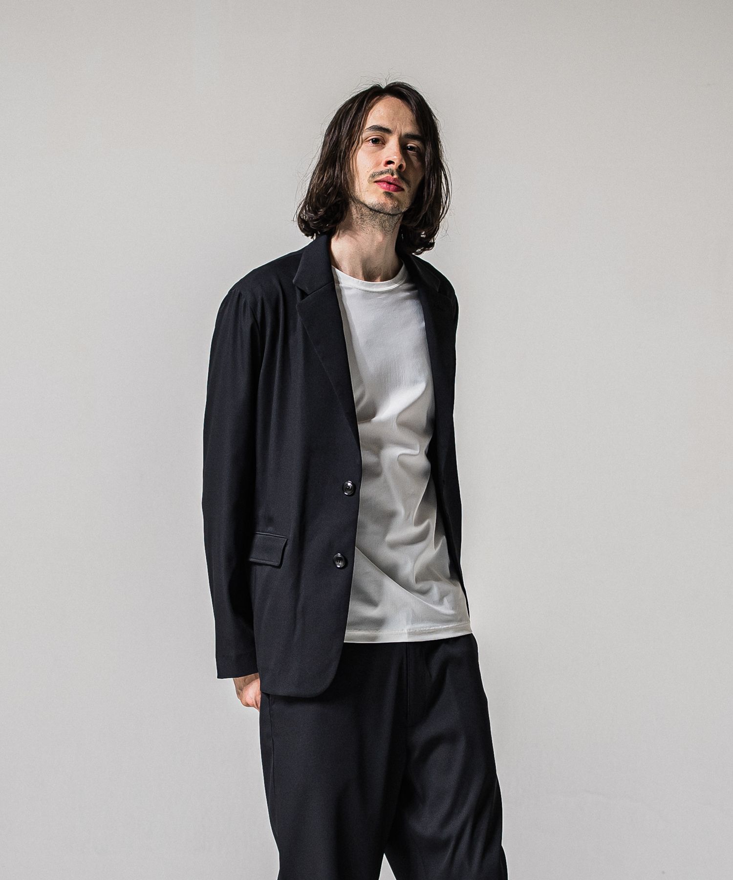 GARY LOOSE JACKET / RC39-JK-001 / サテンルーズテーラードジャケット / ブラック (2月下旬入荷予定)