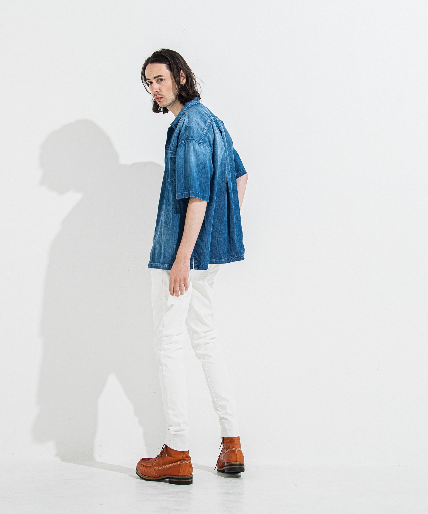 DENIM JERSEY CHRIS EASY TUCK PT / RC36-ST-016TD / ライトオンスデニムジャージイージータックパンツ / ホワイト