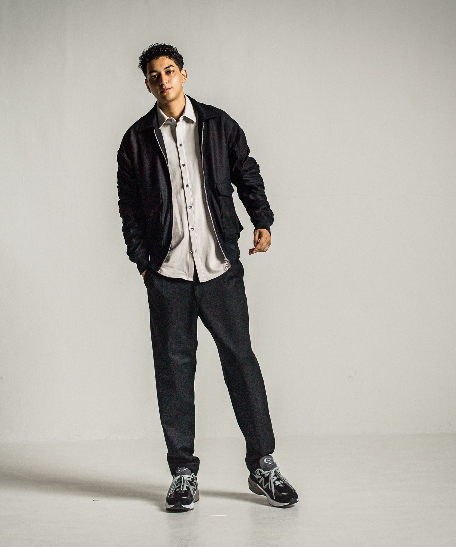 PAT WIDE EASY PANTS / RC34-ST-036 / ワイドテーパードパンツ / ブラック