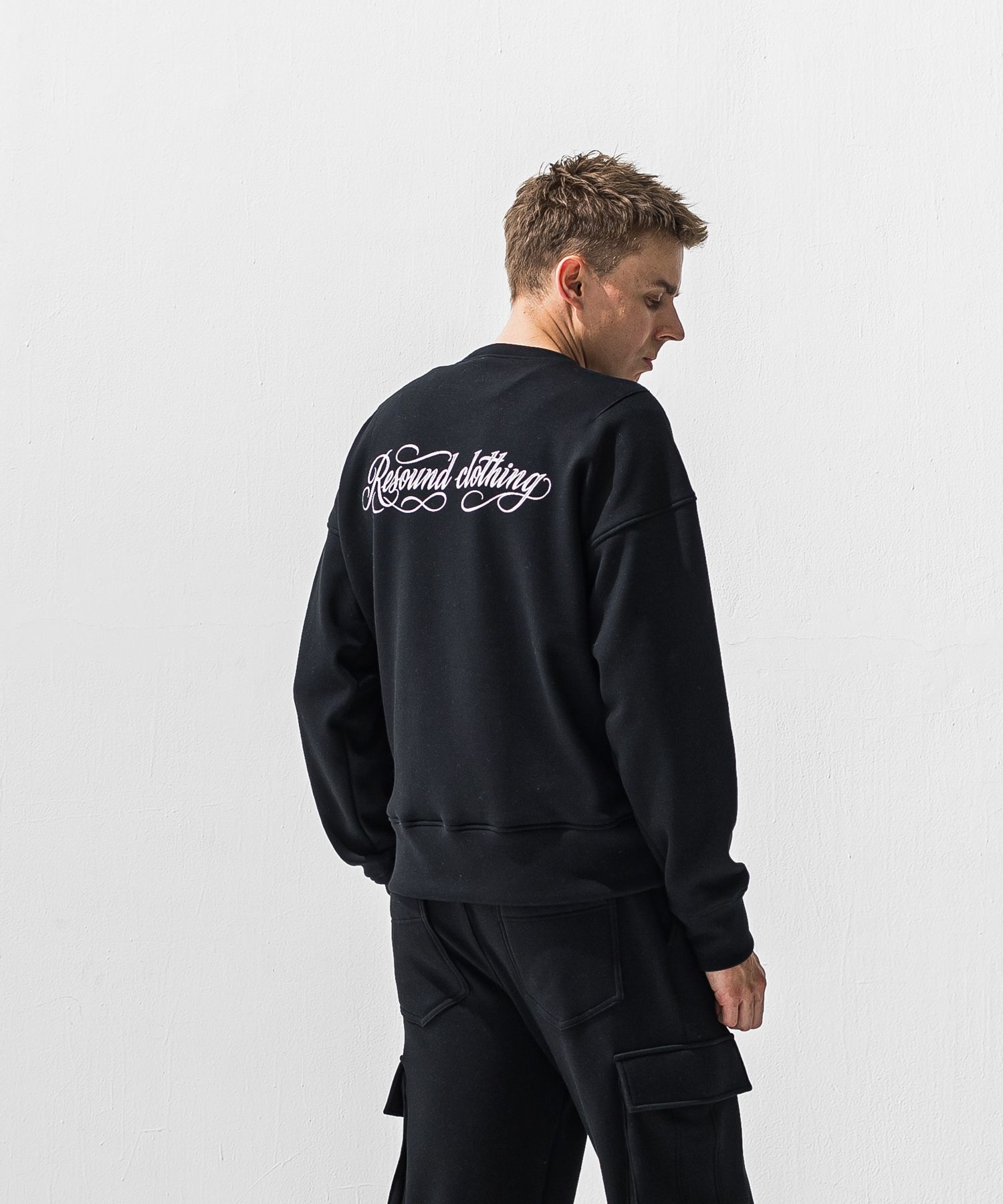 PIN ST RC VELOURS FLEECE DROP TRAINER / RC42-C-006 / 裏起毛バックロゴトレーナー / ブラック (11月上旬入荷予定)