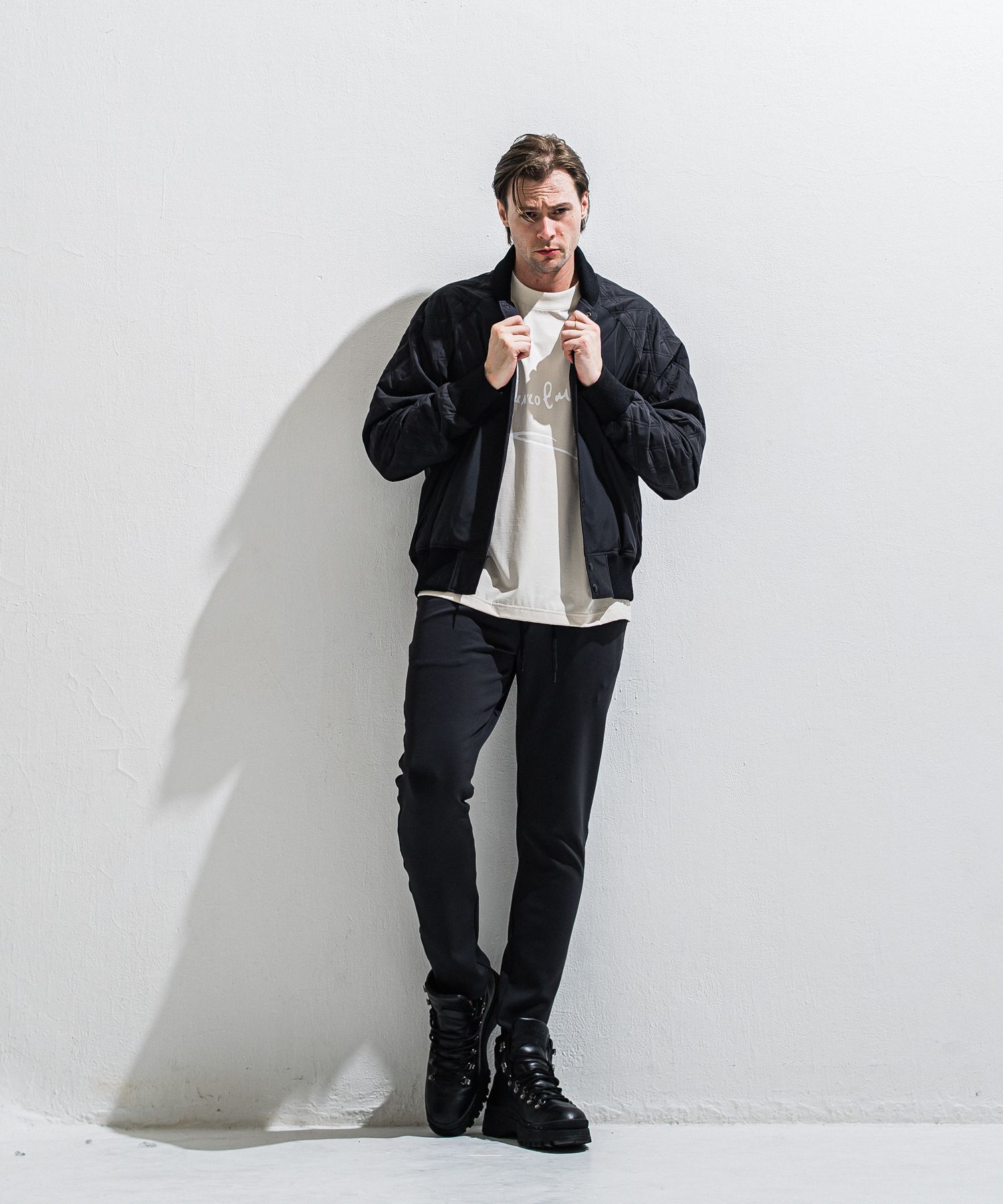 PB VARSITY JACKET / DP1-JK-001 / キルティングナイロンスタジャン / ブラック (2月中旬入荷予定)