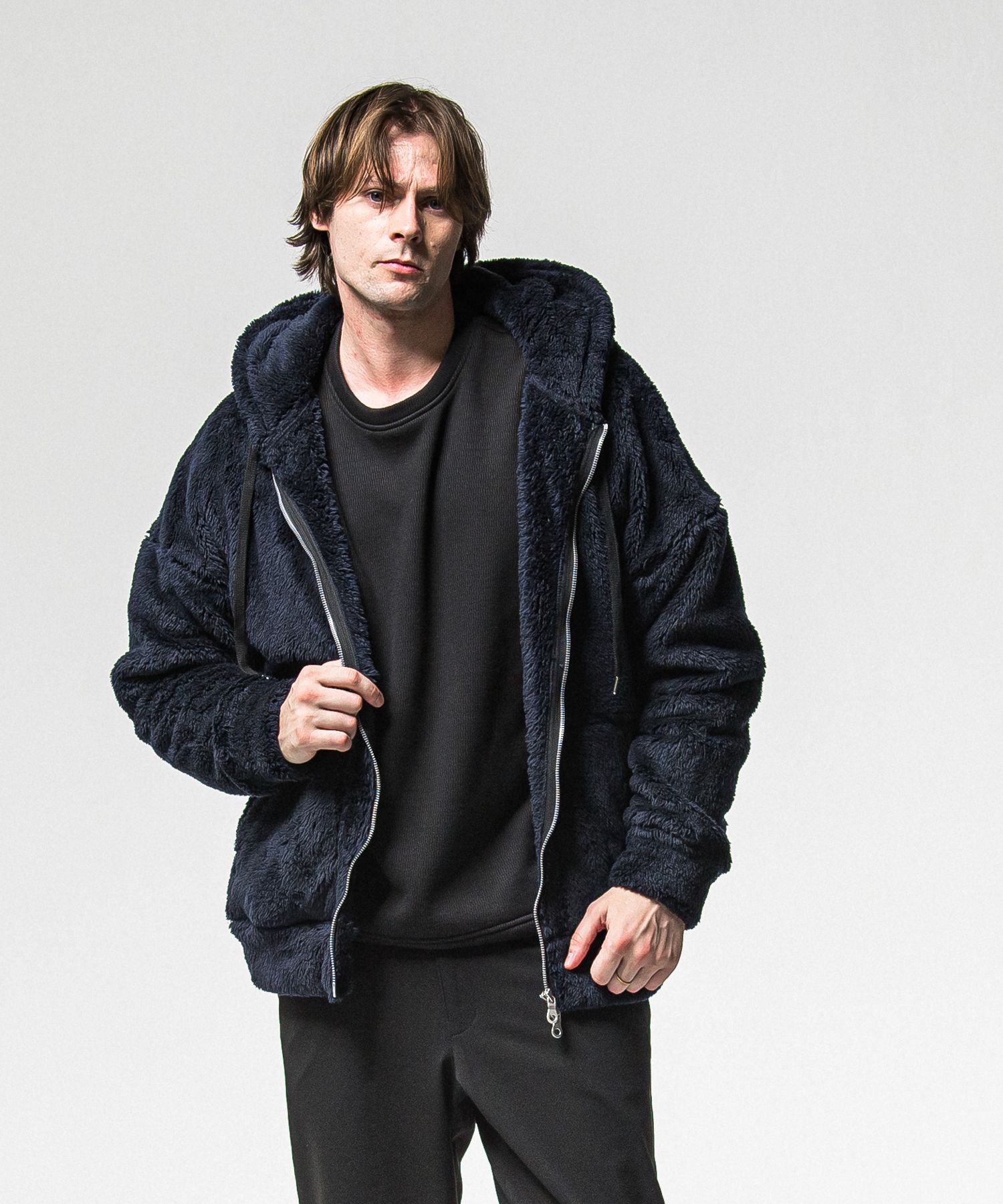 BOA ZIP LOOSE HOODIE / RC38-C-007 / ボアジップパーカー / ネイビー (11月中旬入荷予定)