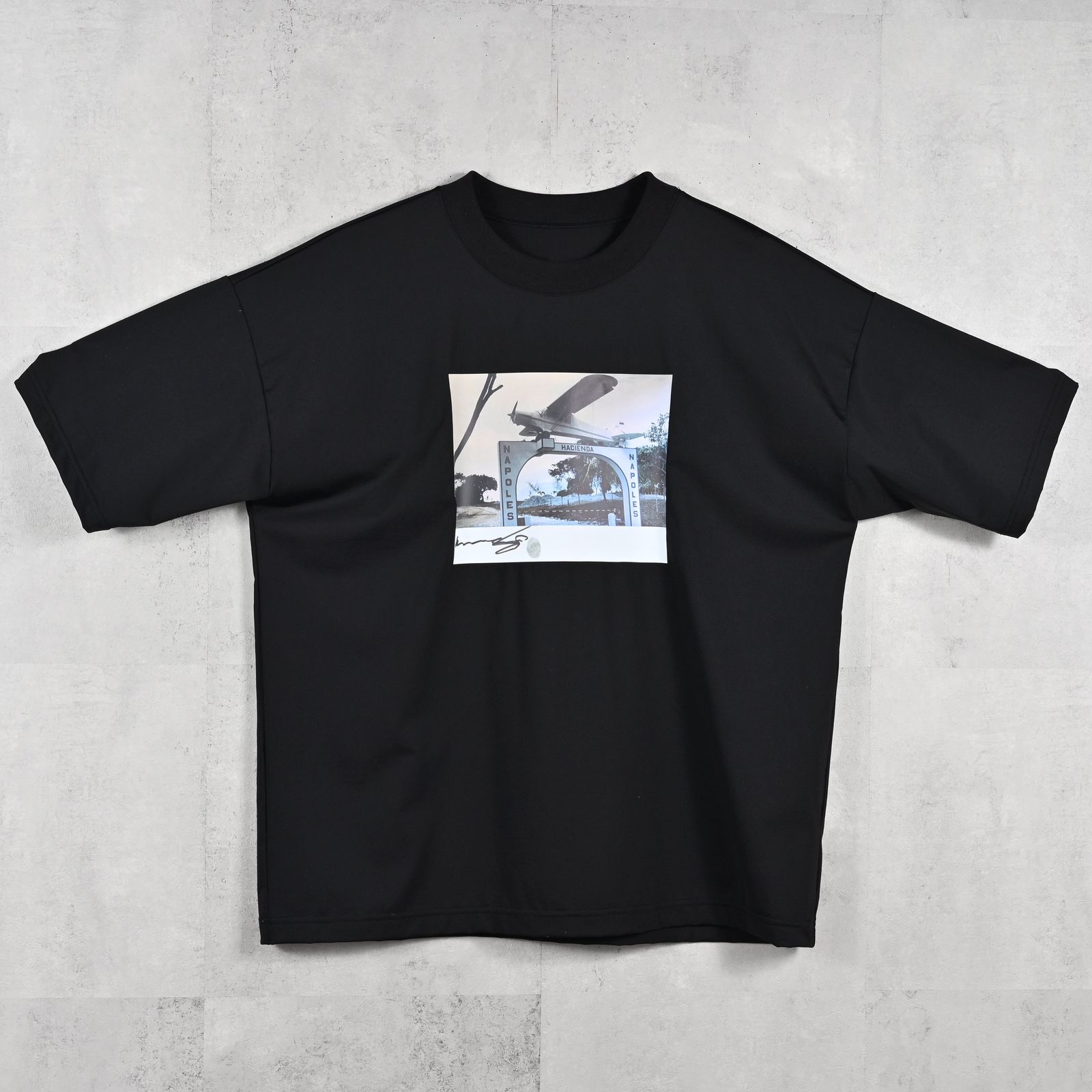 HELI OVER NYLON T / DP1-T-003 / ヘリプリントナイロンビッグTシャツ / ブラック (4月上旬入荷予定)