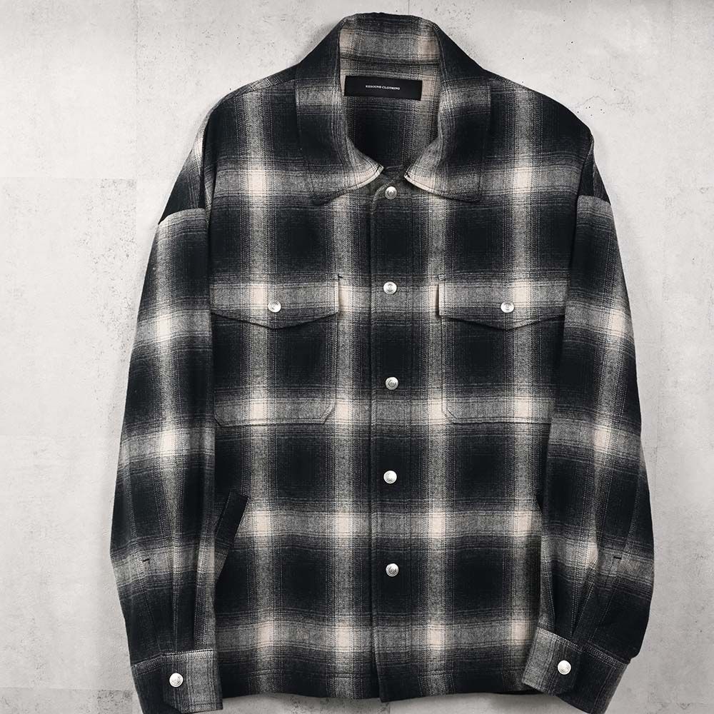 FLANNEL CHECK JK / RC38-JK-007 / フランネルチェックCPOジャケット / ブラック (10月中旬入荷予定)