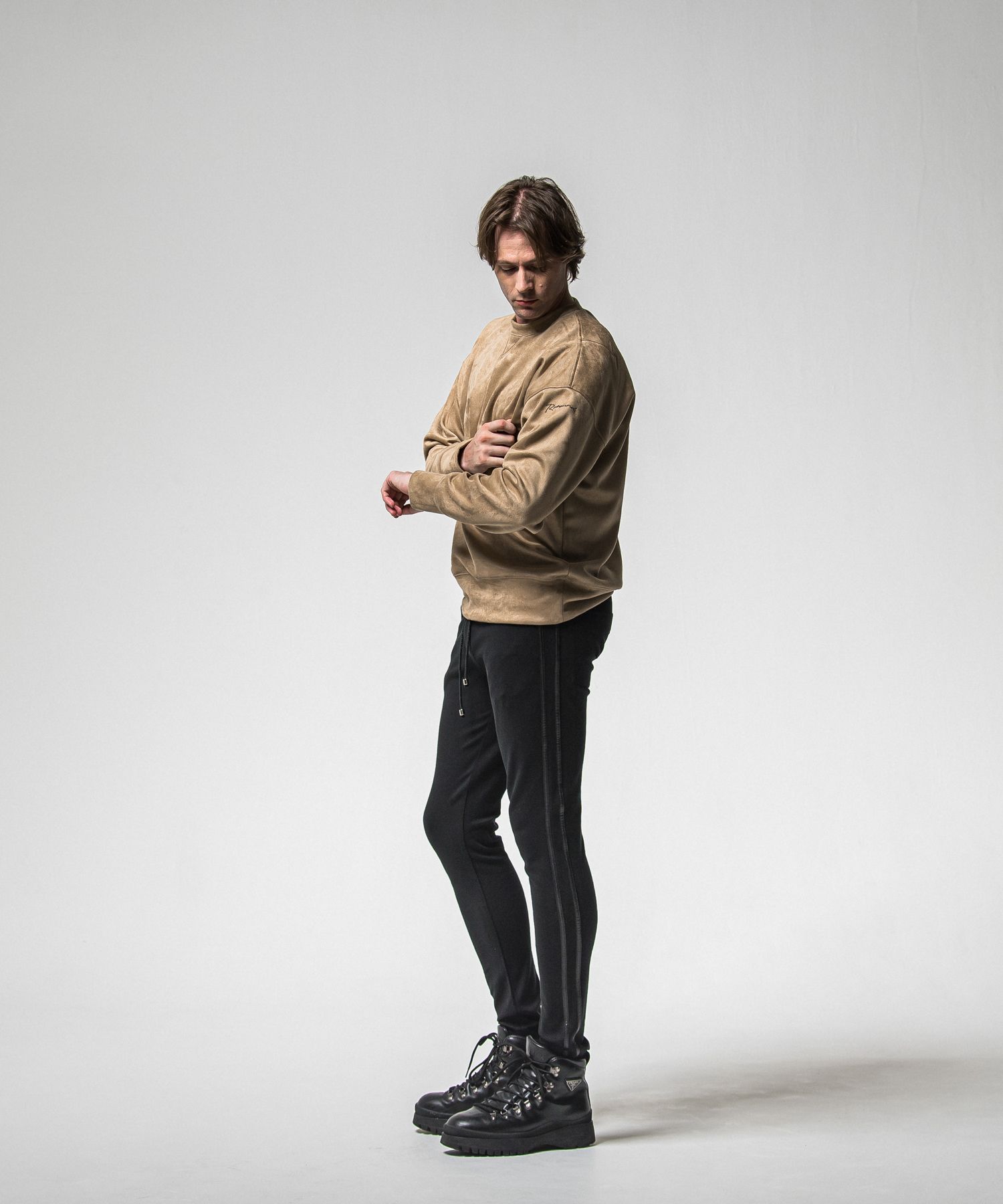BLIND LINE PT / BASIC-ST-008 / ラインパンツ / ブラック×レザーブラック (1月上旬入荷予定)