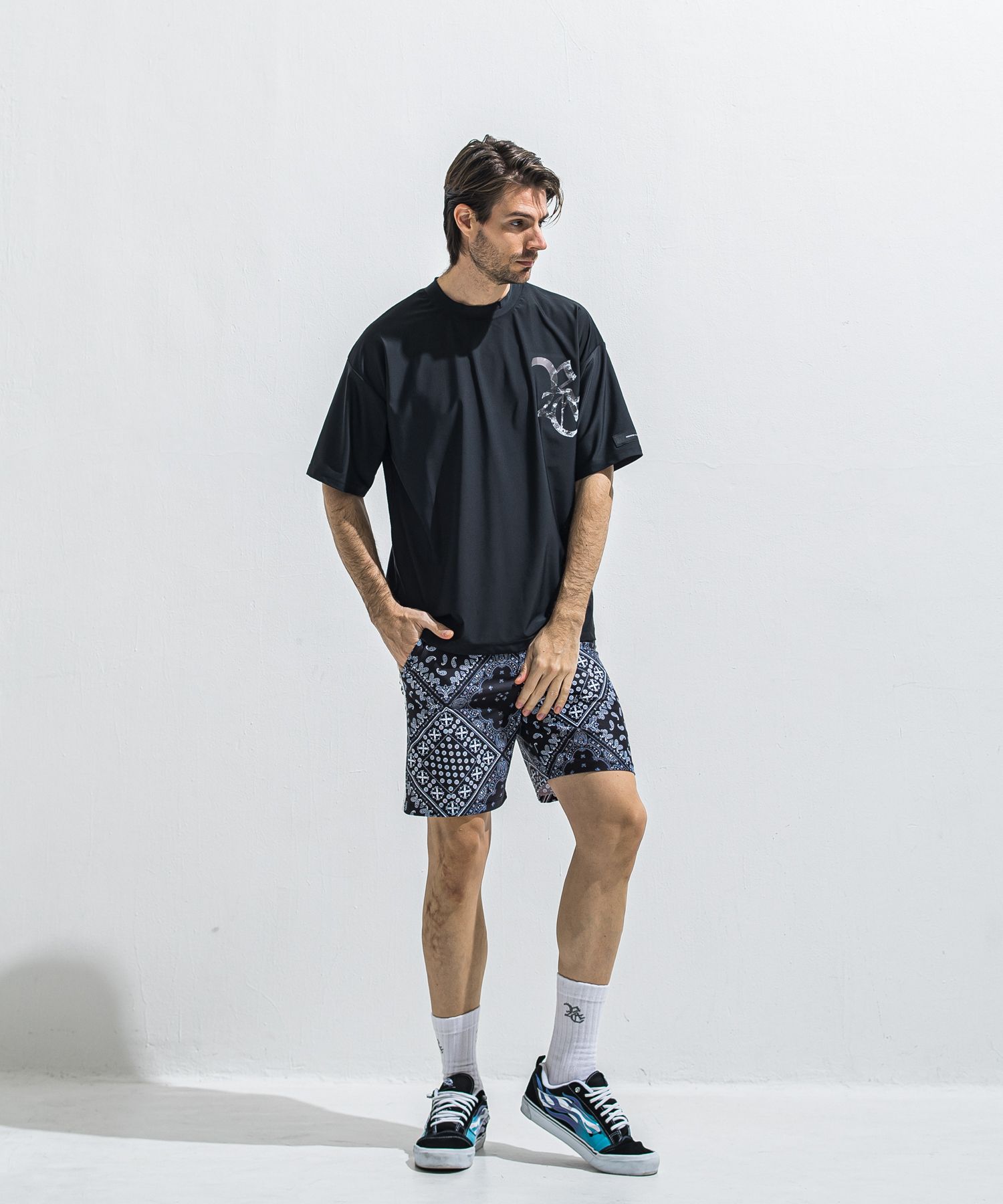 RUSH SHORTS / RC40-HP-002 / ラッシュガードショーツ / バンダナブラック (5月下旬入荷予定)