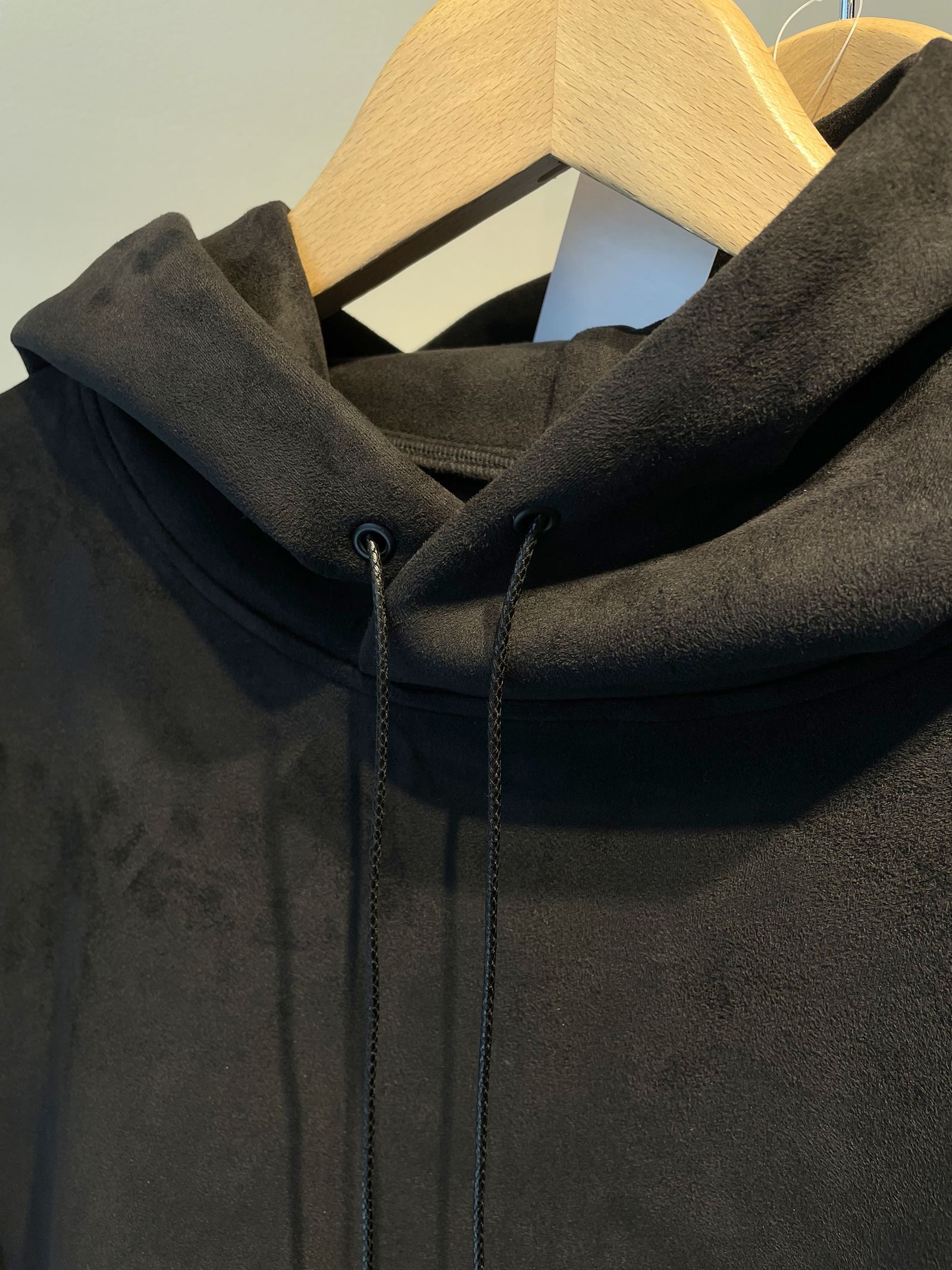 SUEDE JERSEY SOLID PULLOVER HOODIE / OR1-C-002 / スエードジャージプルオーバーパーカー / ブラック