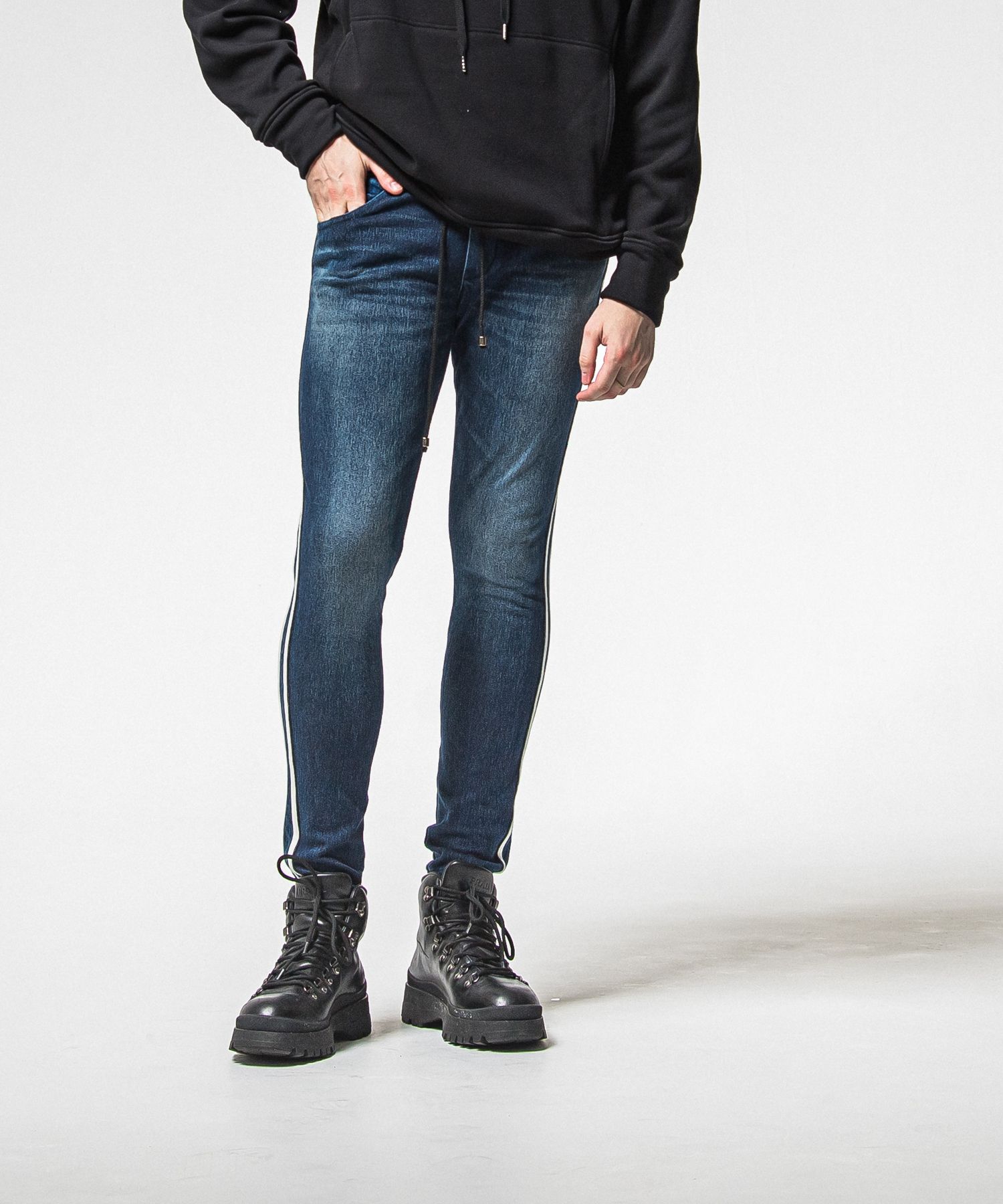 EX DENIM JERSEY BLIND LINE PT / RC38-ST-008D / デニムジャージラインパンツ / ダークインディゴ (1月上旬入荷予定)