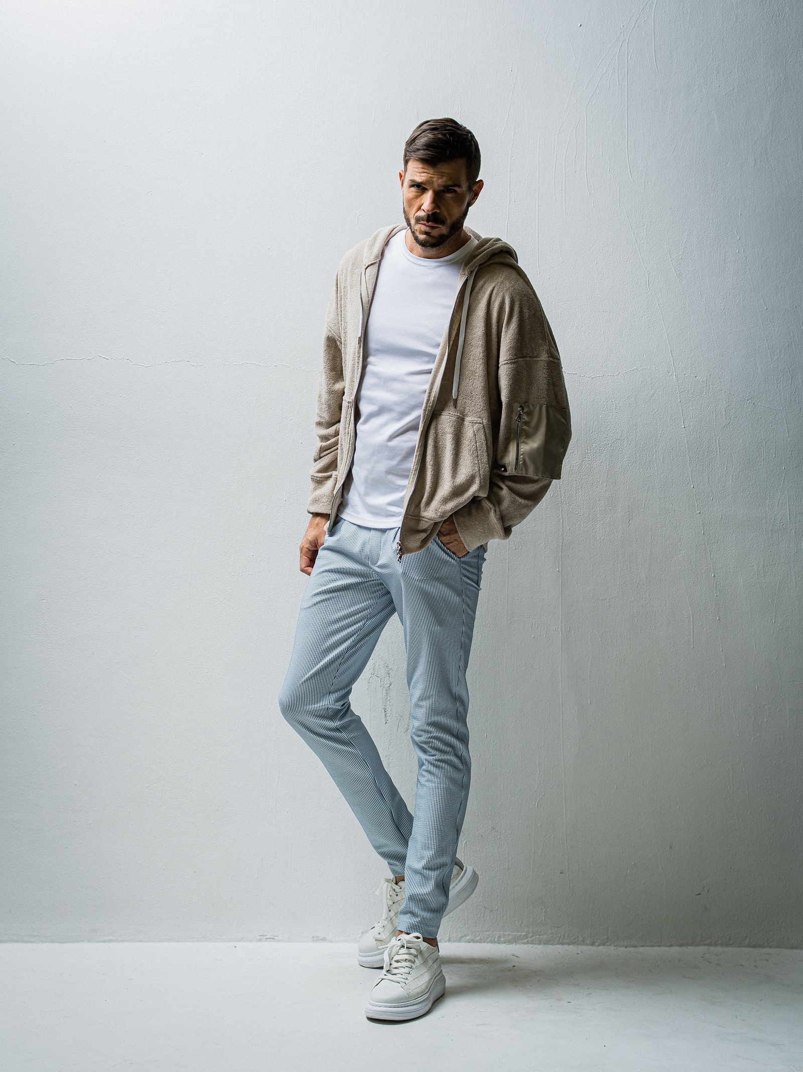 WEST PILE ZIP LOOSE HOODIE / RC27-C-008 / パイルジップパーカー / ベージュ※